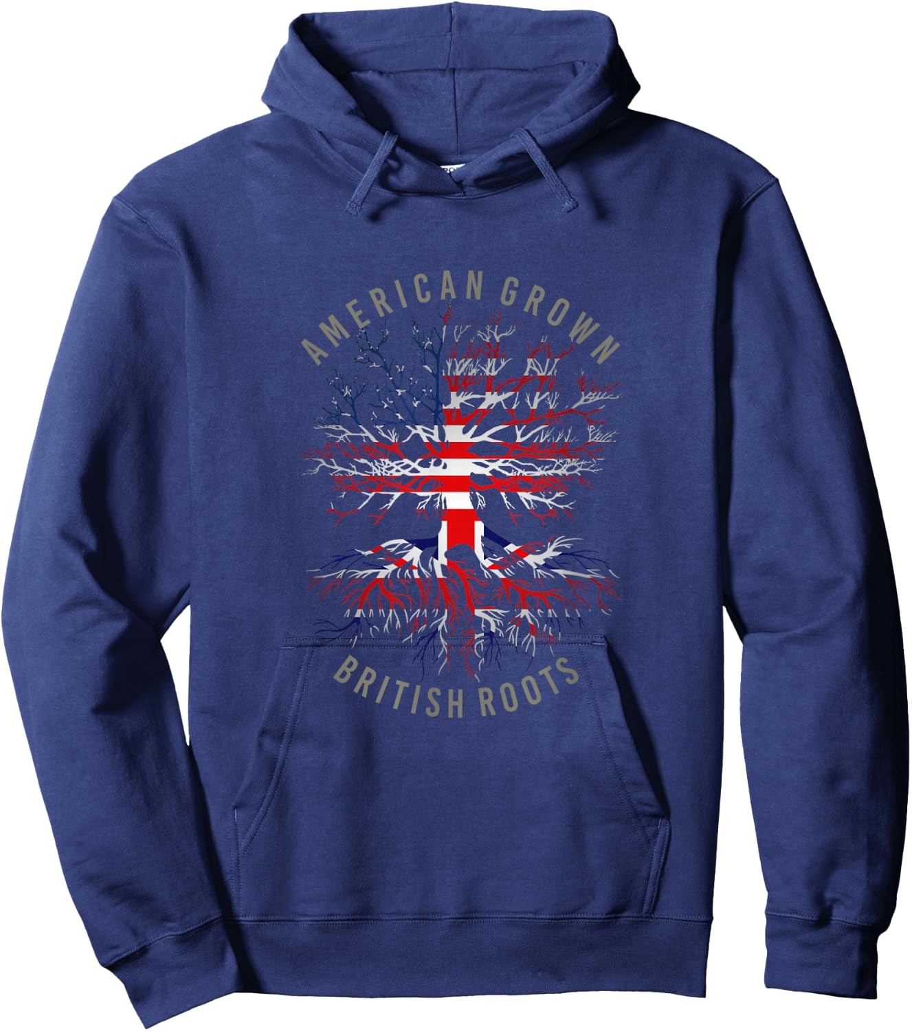 American Grown British Roots USA Great Britain Flag Heritage Hoodie - Hoodie | Navy