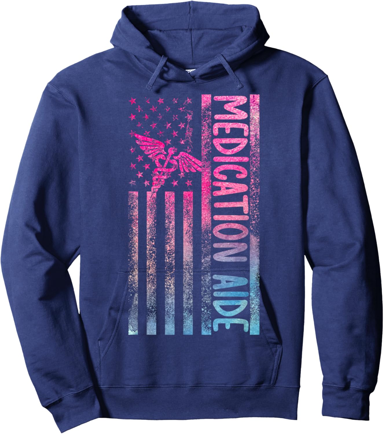 Medication Aide American Flag Med Aide Medication Aides Hoodie - Hoodie | Navy
