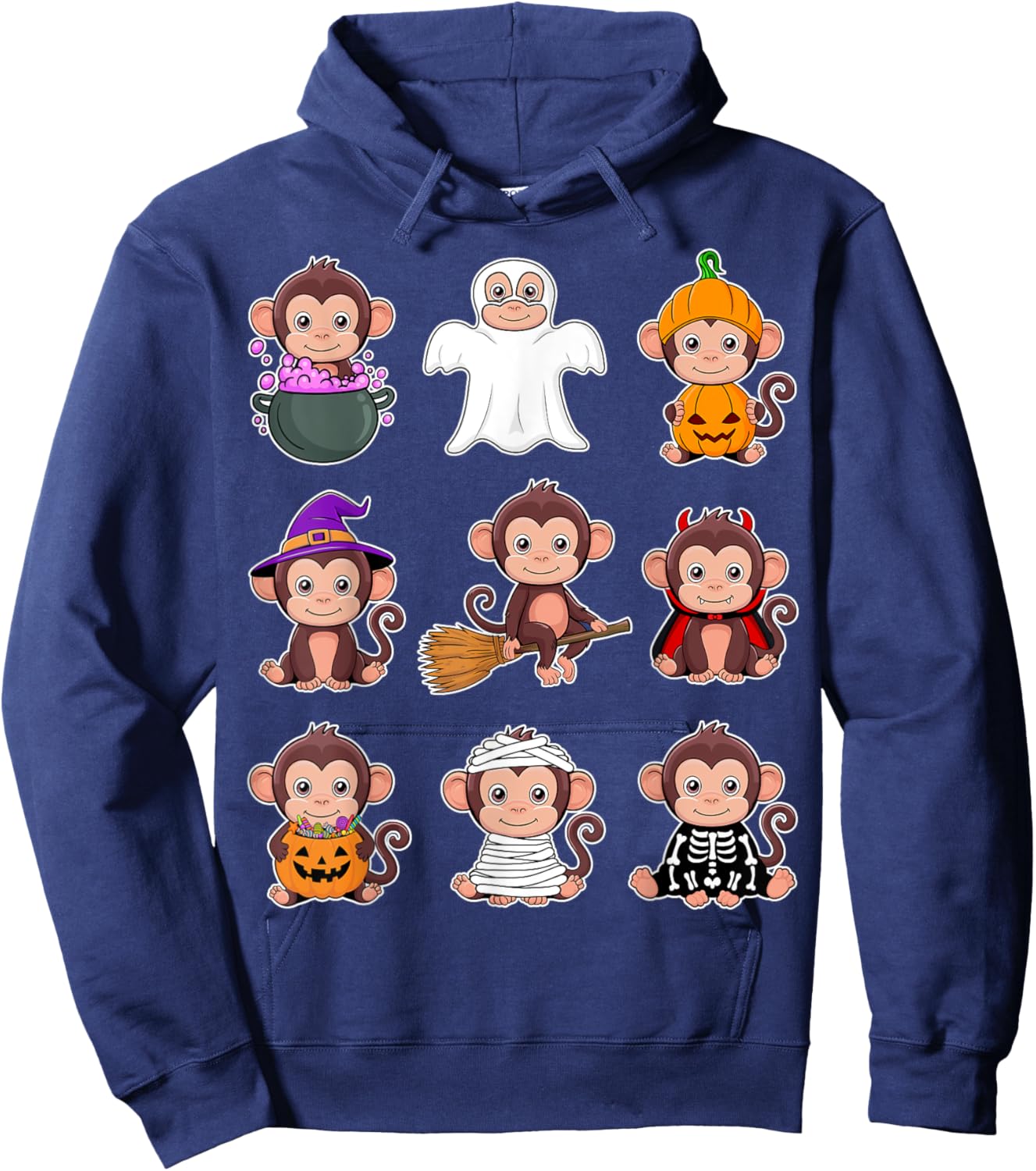 Monkey Halloween Costume Spooky Ghost Monkey Halloween Hoodie - Hoodie | Navy