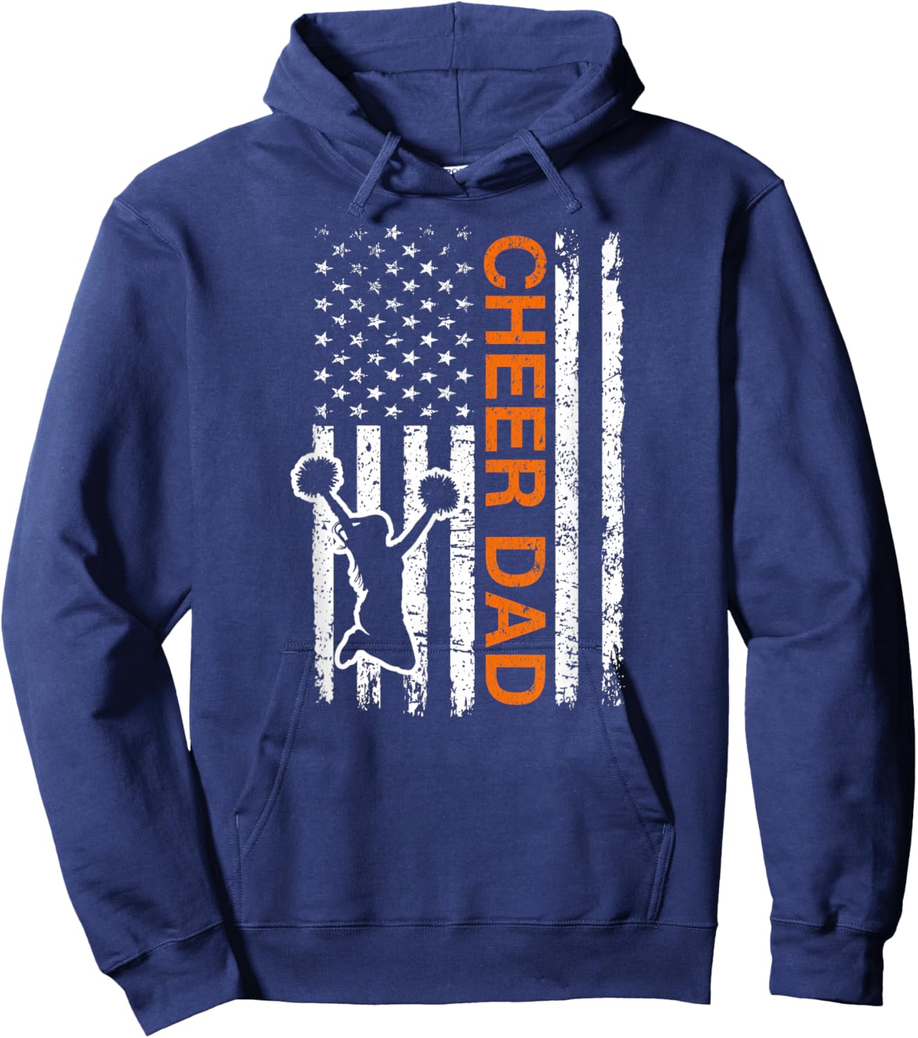 Cheer Dad Flag Orange Cheerleading Hoodie - Hoodie | Navy