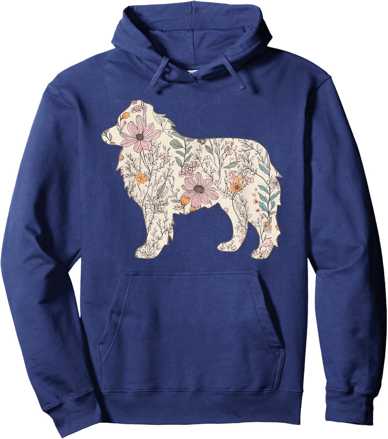 Wildflowers Australian Shepherd, Aussie Dog Mom Mother's Day Hoodie - Hoodie | Navy