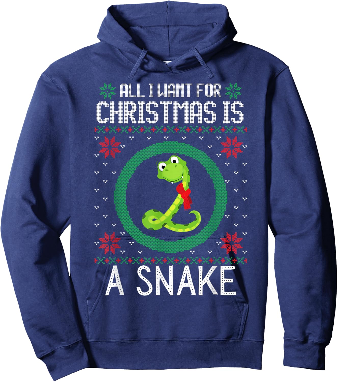 All I Want for Christmas is A Snake Funny Xmas Sweater Retro Hoodie - Hoodie | Navy