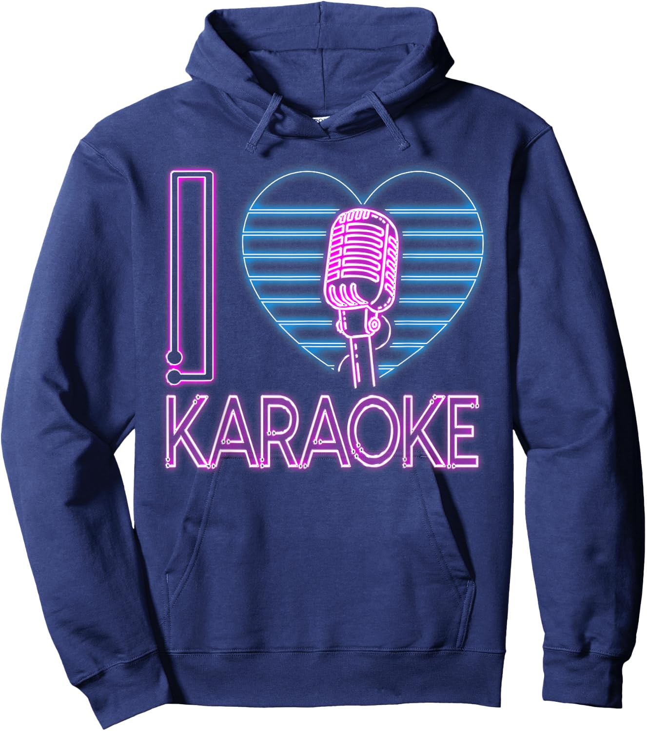 Karaoke Singer Heart 80s Retro I Love Karaoke Hoodie - Hoodie | Navy
