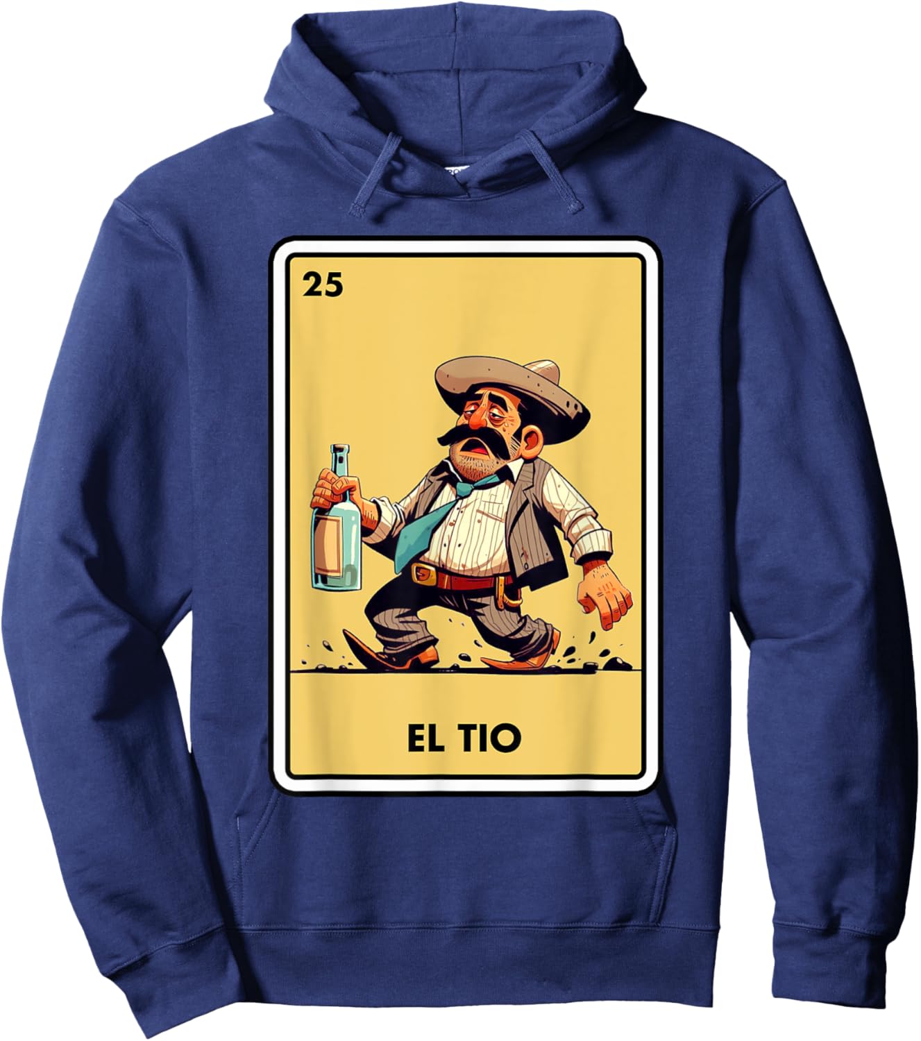 Mexican Uncle Drinking Lover Tio El Tio Mexican Bingo Card Hoodie - Hoodie | Navy