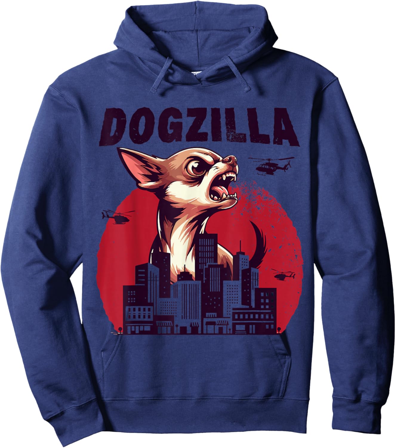 Dogzilla Funny Giant Chihuahua Doggo Cute Dog in City Hoodie - Hoodie | Navy