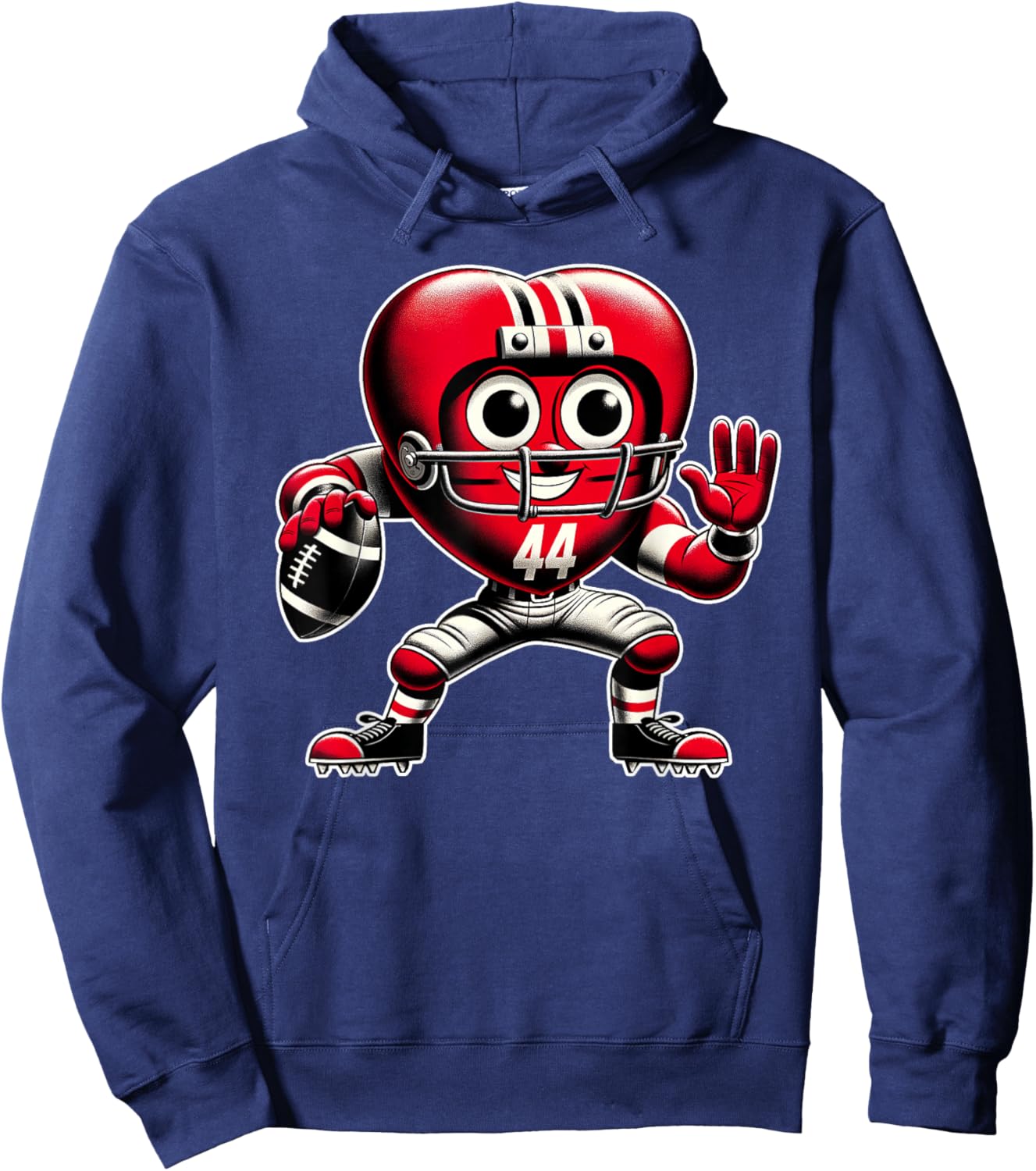 Valentine's Day Heart Retro Football Quarterback Hoodie - Hoodie | Navy