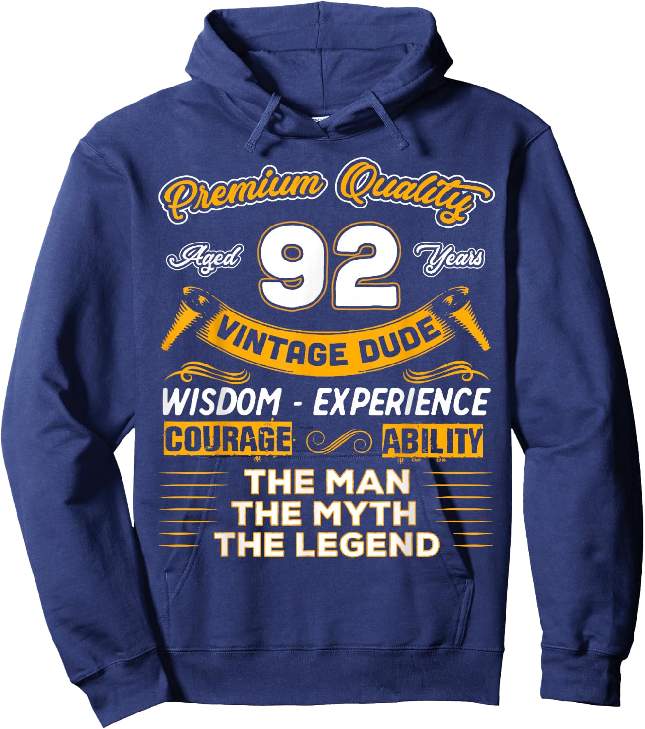 92nd Birthday Gifts The Man Myth Legend 92 Years Old D4 Hoodie - Hoodie | Navy