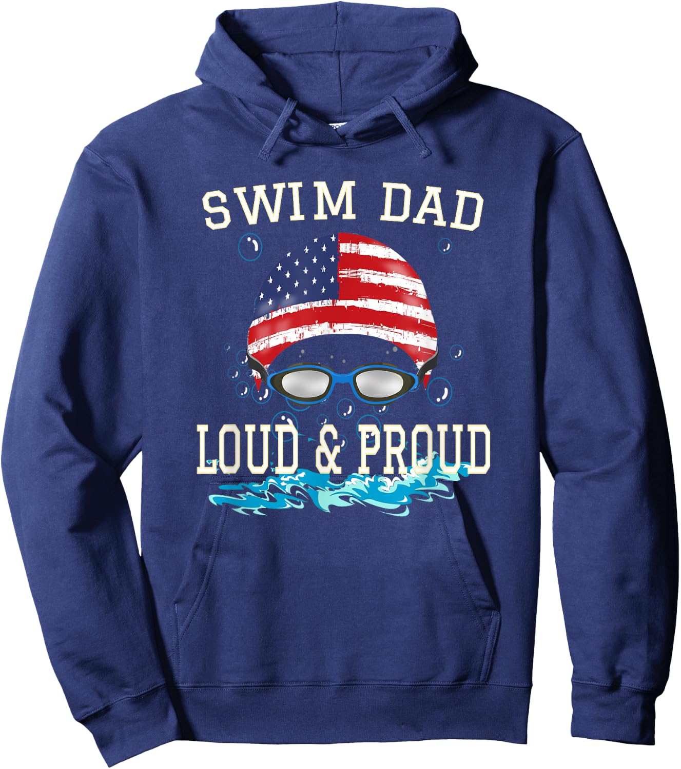 Swim Dad T shirt Funny Swimming Swimmer Cheer Dad Gift Hoodie - Hoodie | Navy