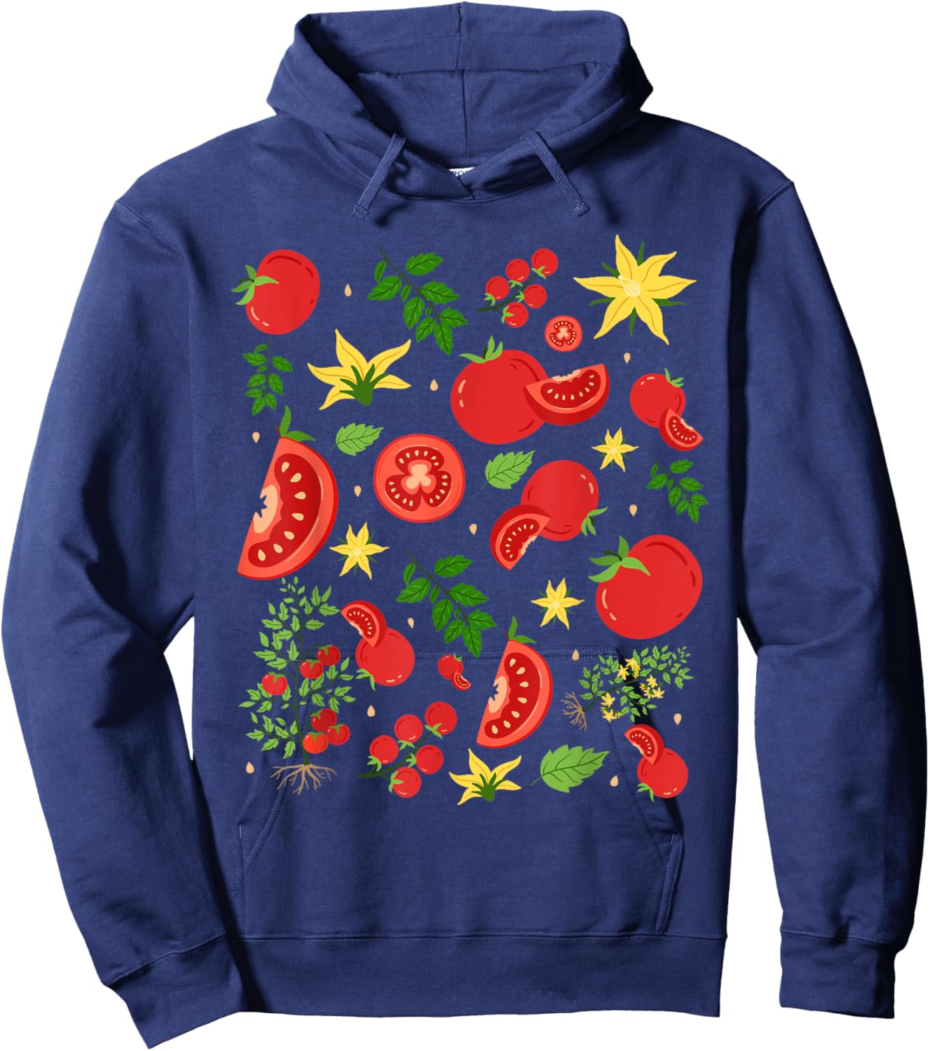 Funny Tomato Pun Hand Draw Tomatoes Watercolor Summer Foodie Hoodie - Hoodie | Navy