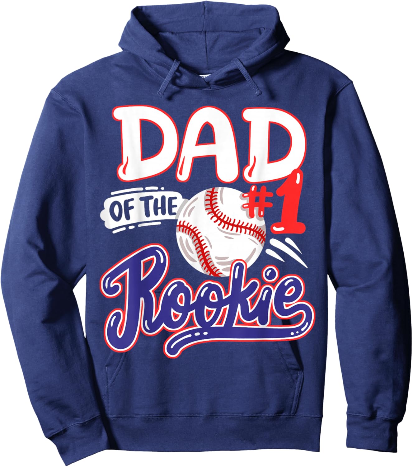 Dad of Rookie 1st Baseball Birthday Party Theme Matching Hoodie - Hoodie | Navy