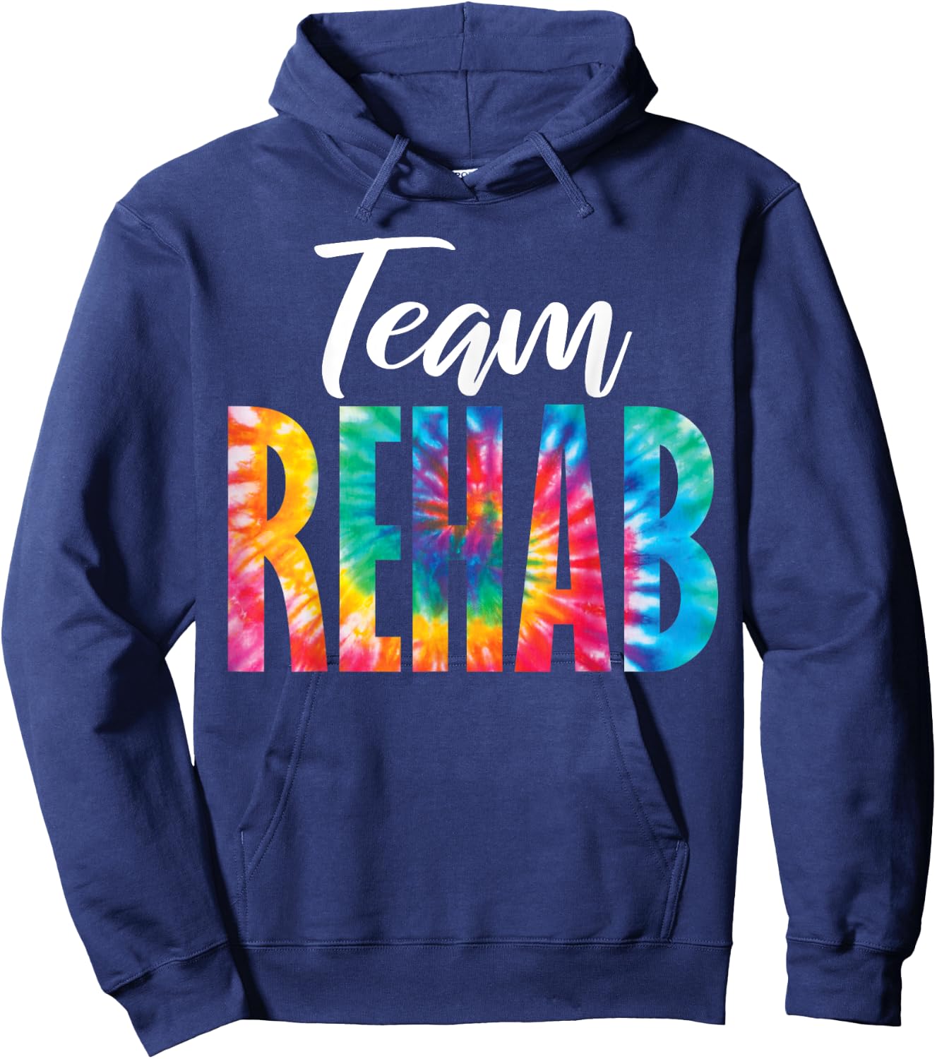 Rehabilitation Team Awareness Matching Crew Squad Tie Dye Team Rehab -Adults Black Short Sleeve Hoodie - Hoodie | Navy