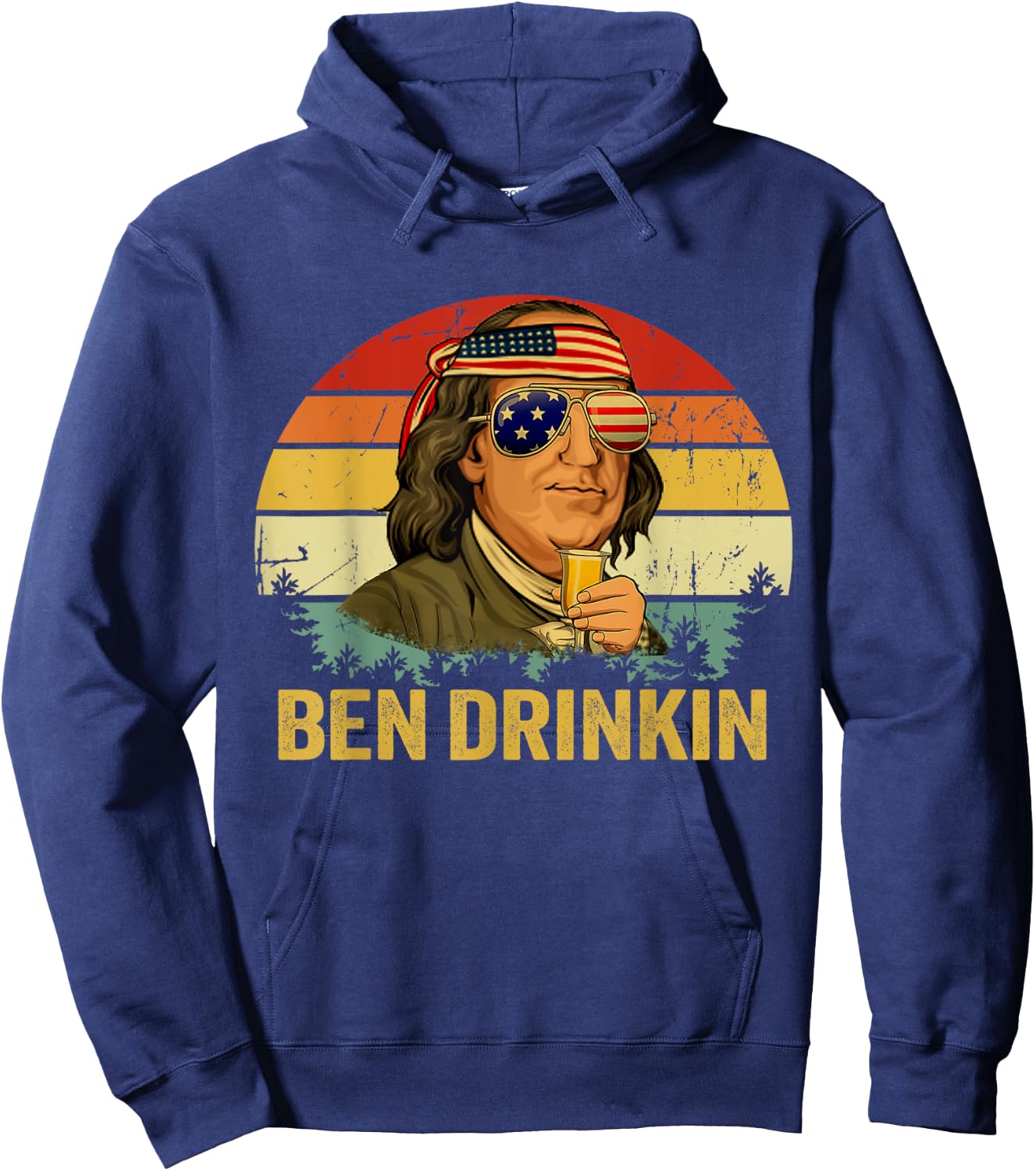 Benjamin Franklin Drinkin Shirt - Vintage Ben Drinkin Hoodie - Hoodie | Navy