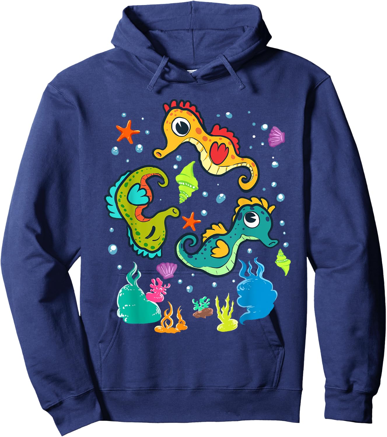 Cute Colorful Sea Horses Sea Life Ocean Seahorse Hoodie - Hoodie | Navy