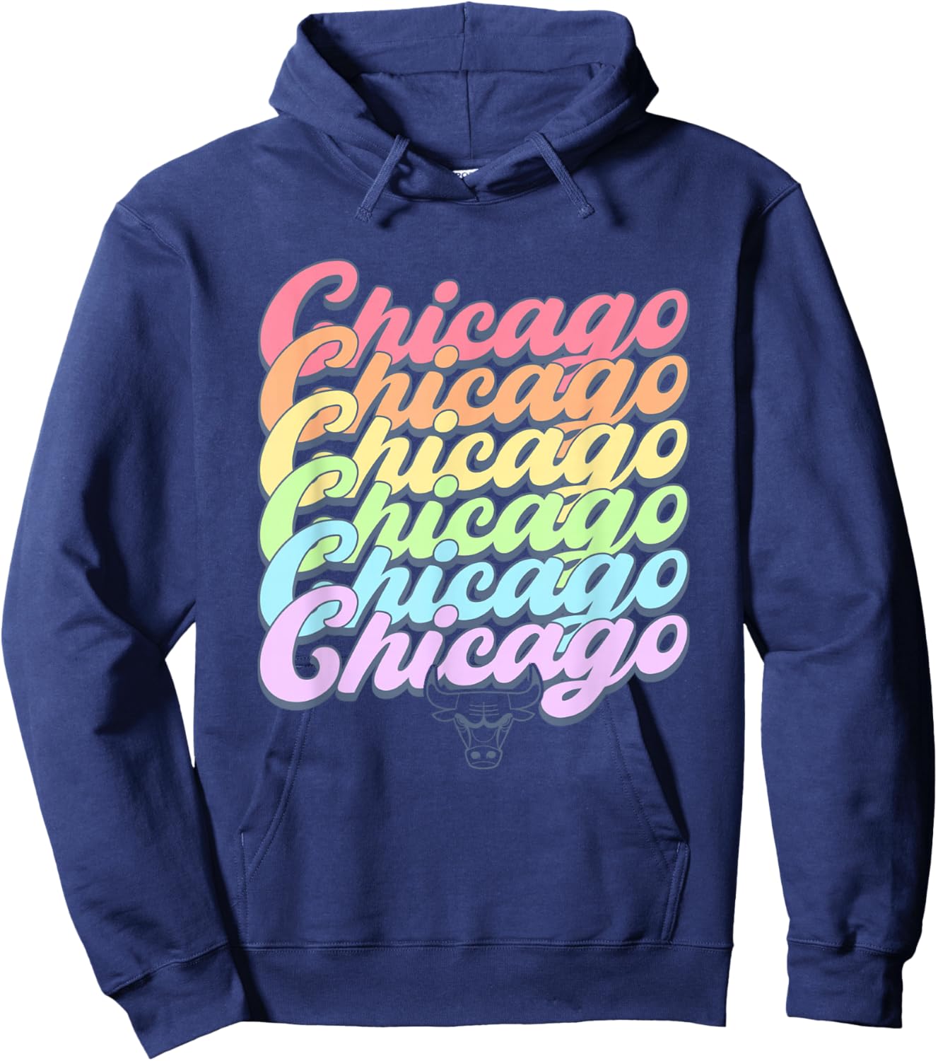 NBA Chicago Bulls Pastel Rainbow Pride Stack Hoodie - Hoodie | Navy