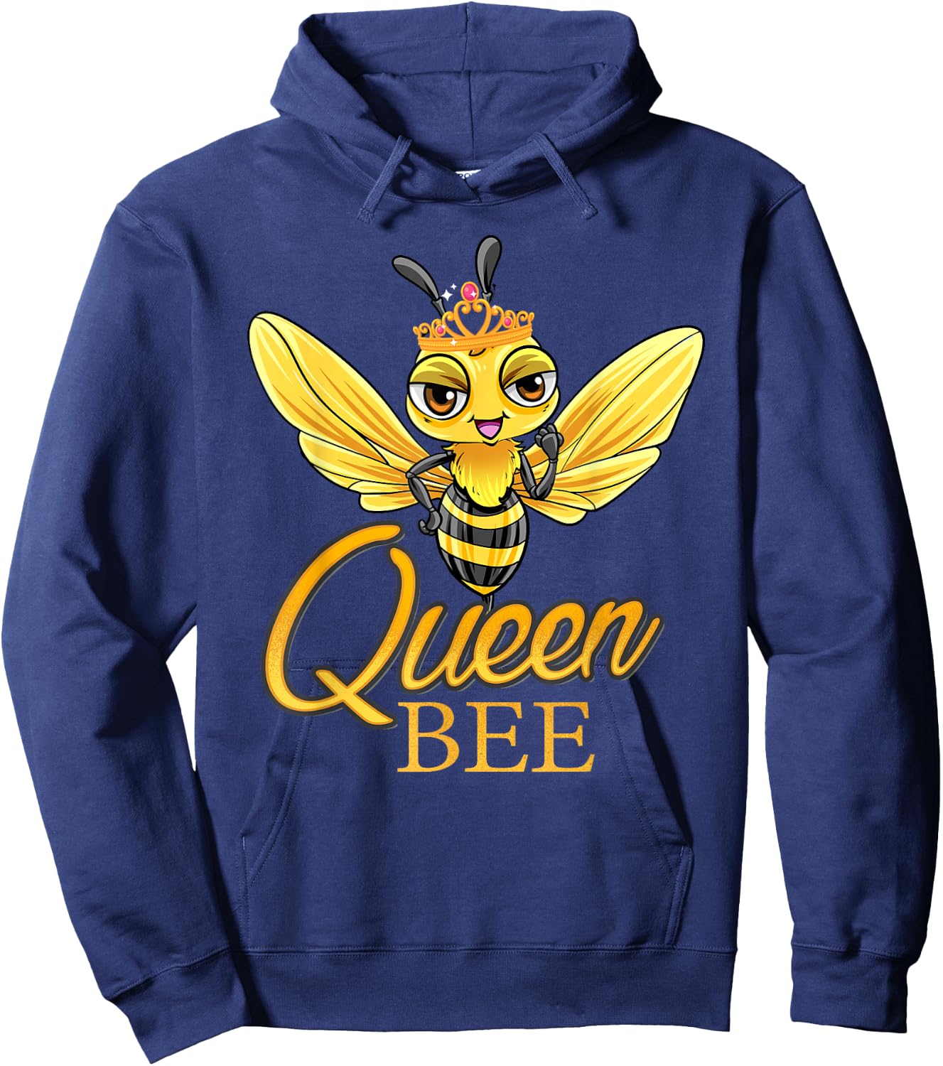Queen Bee Crown Women Girls Mom Wife Daughter Honeybee Hoodie - Hoodie | Navy
