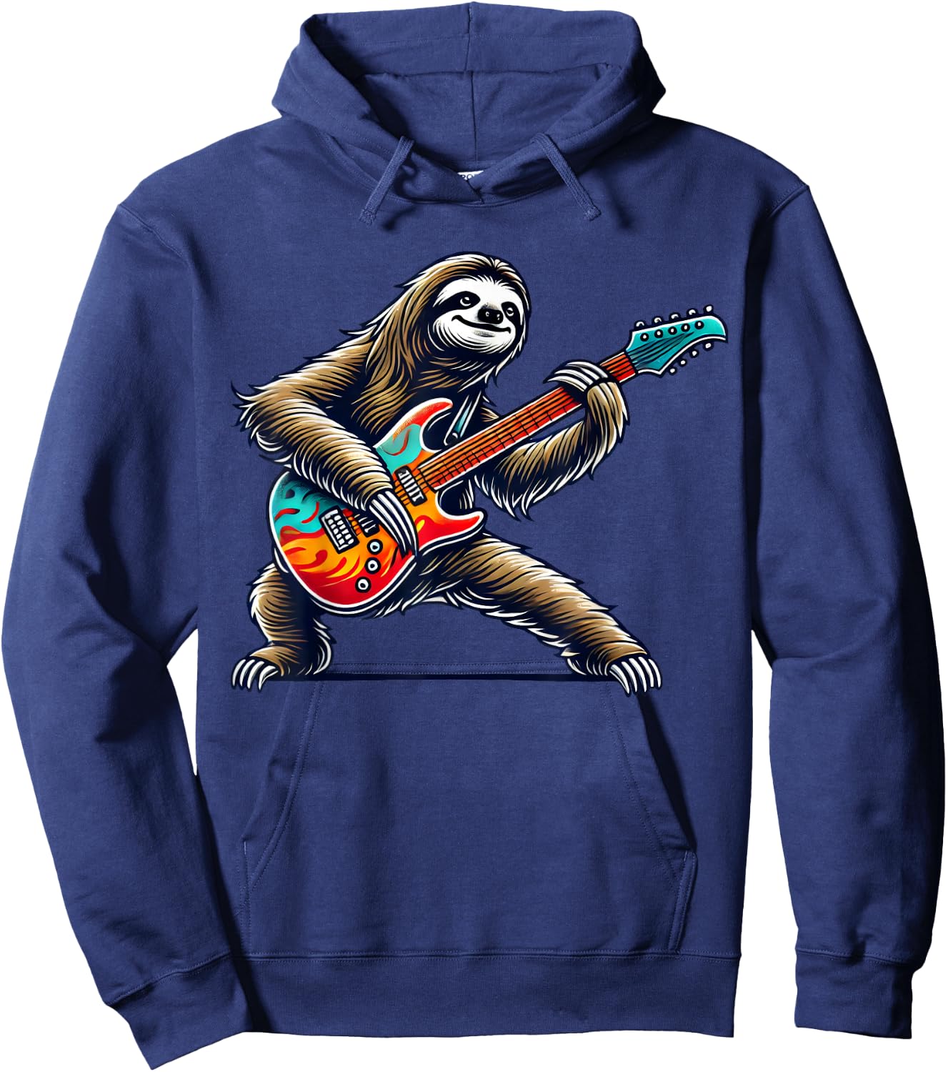 Cute Punk Sloth, Rock'n Roll Goth, Guitar Kids Rock Star Hoodie - Hoodie | Navy