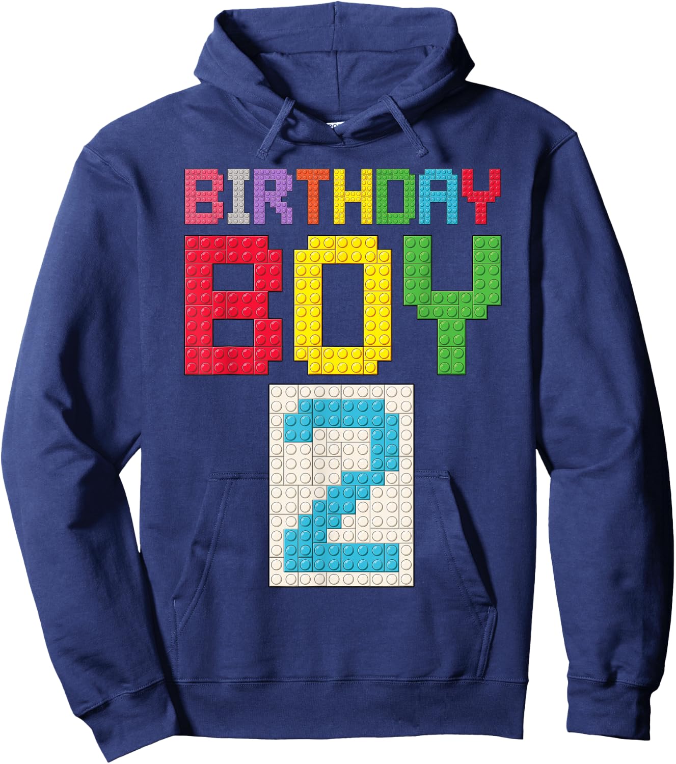 2nd birthday Boy master builder 2 years old block building Hoodie - Hoodie | Navy