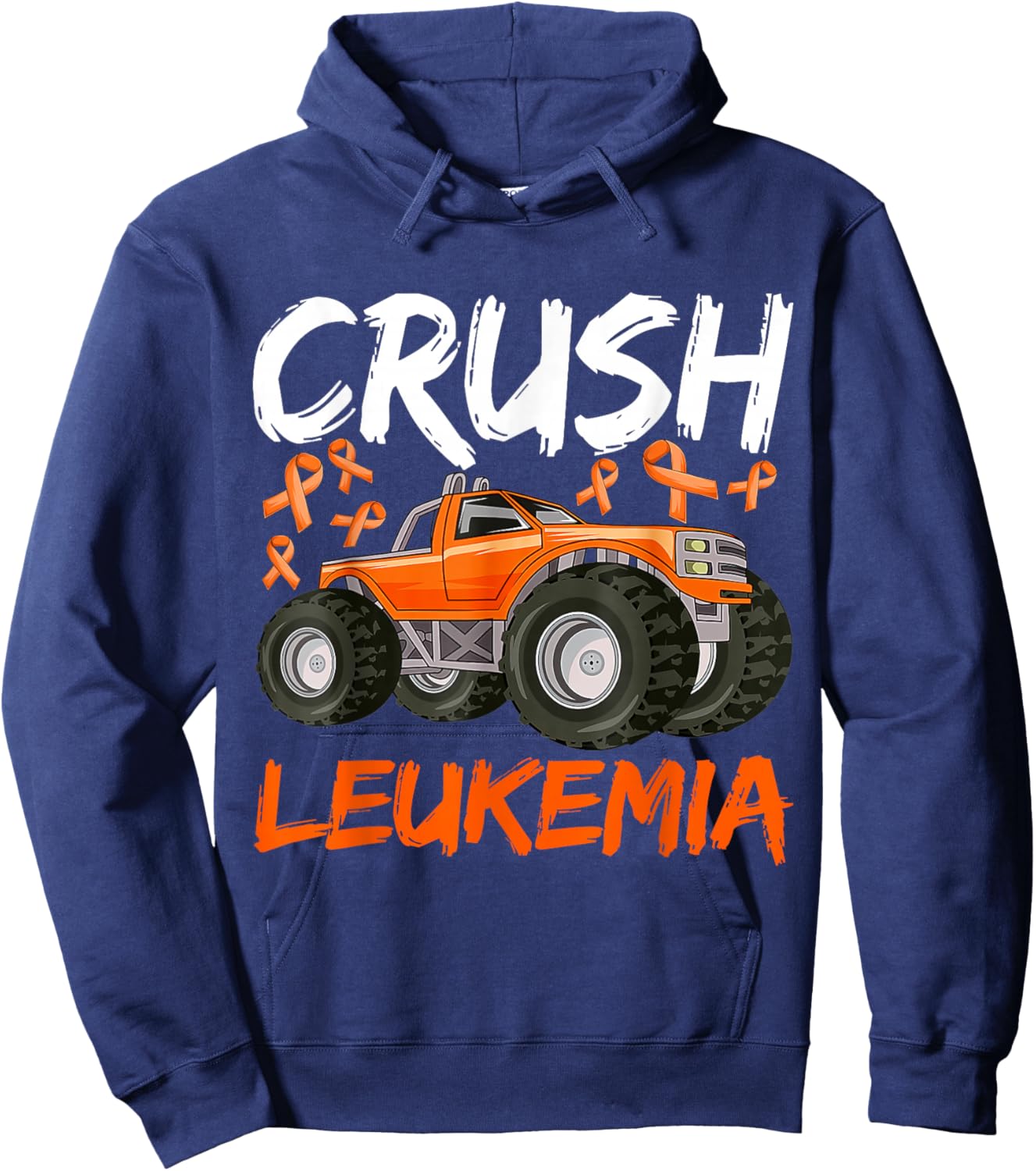 Monster Truck Orange Leukemia Awareness For Boy Kids Toddler Hoodie - Hoodie | Navy