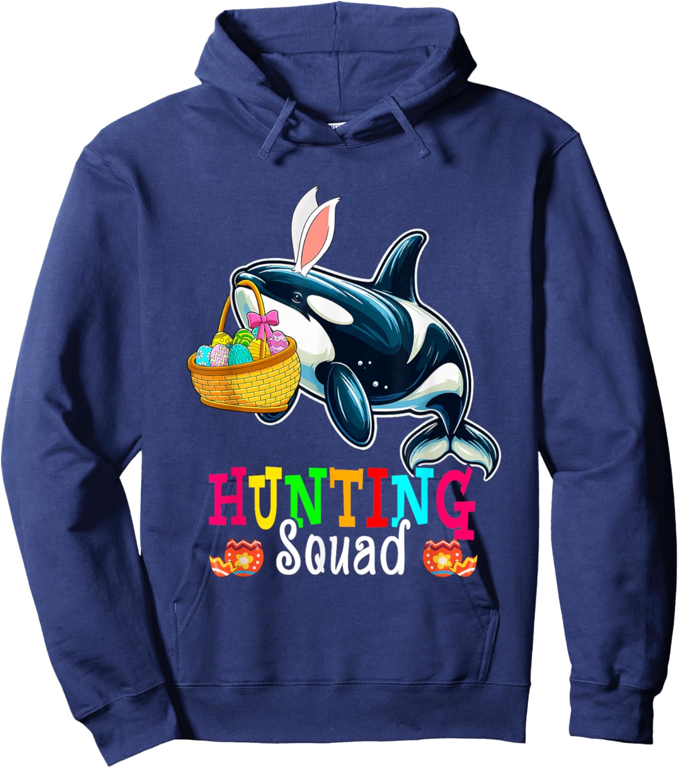 Hunting Squad Easter Bunny Orca Hunting Eggs Basket Hoodie - Hoodie | Navy