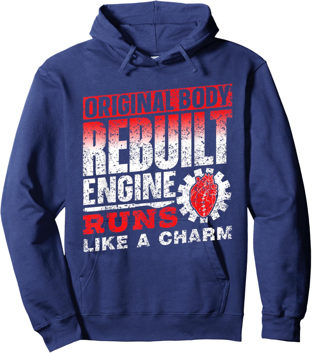 Original Body Refurbished Engine Running Op Heart Operation Hoodie - Hoodie | Navy