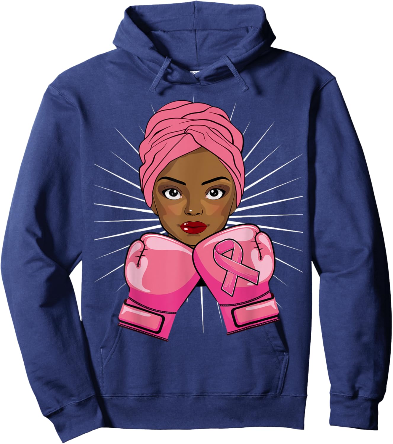Black African American Woman Fight Breast Cancer Hoodie - Hoodie | Navy