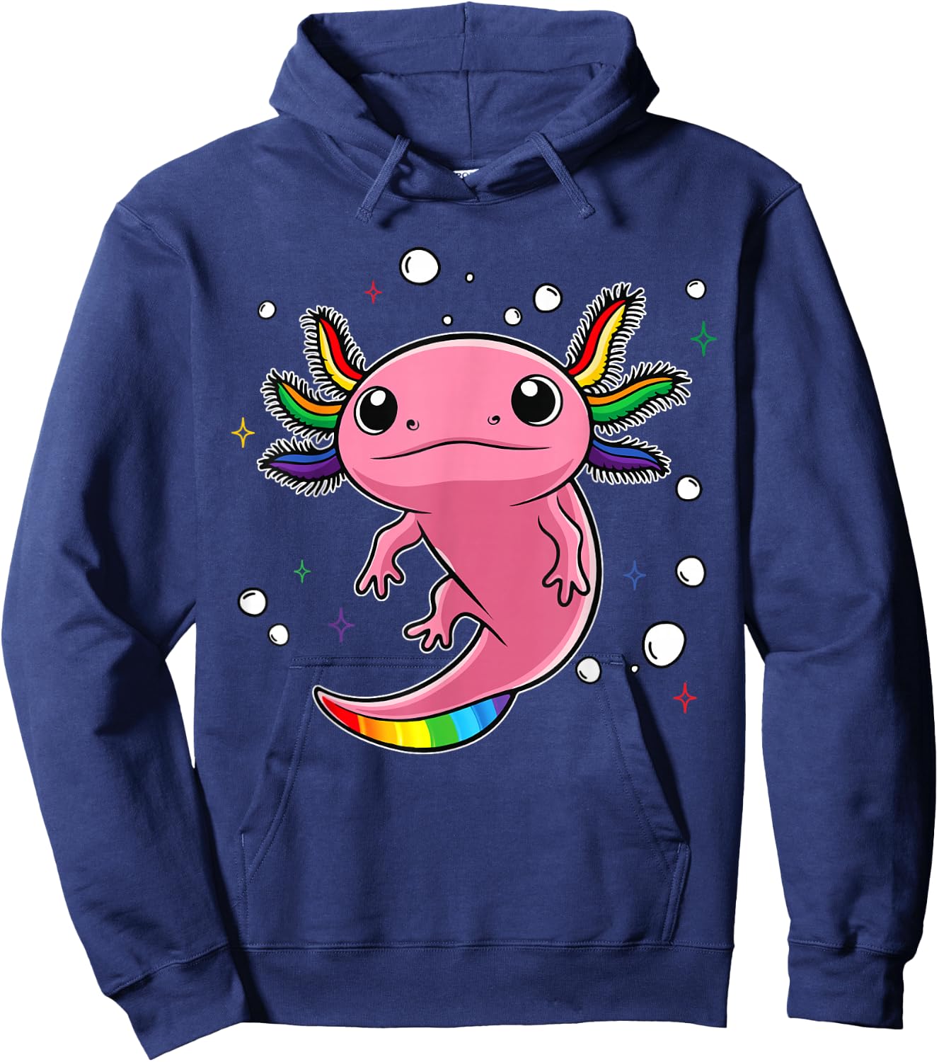 Cute Ally Axolotl Be Kind Gay Rainbow LGBTQ Flag Gay Pride Hoodie - Hoodie | Navy