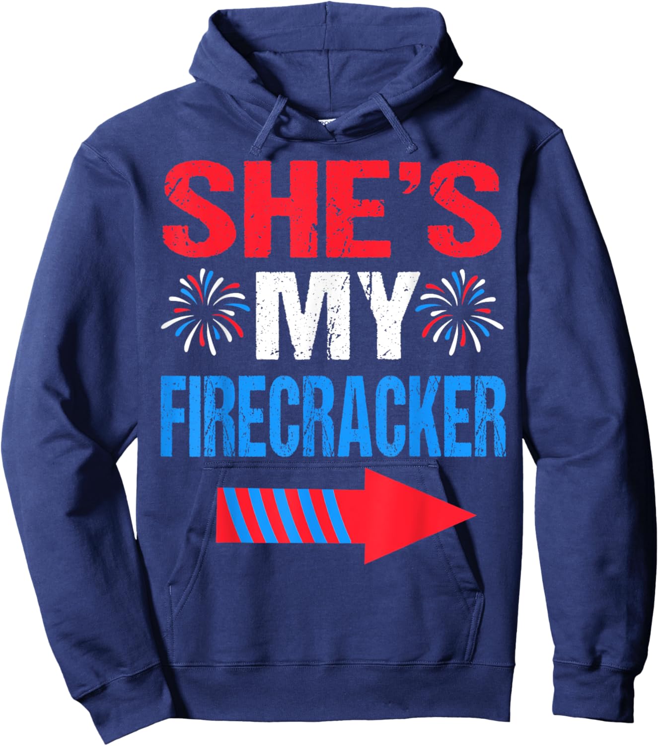 She's my Firecracker Matching 4th Of July Shirts For Couples Hoodie - Hoodie | Navy