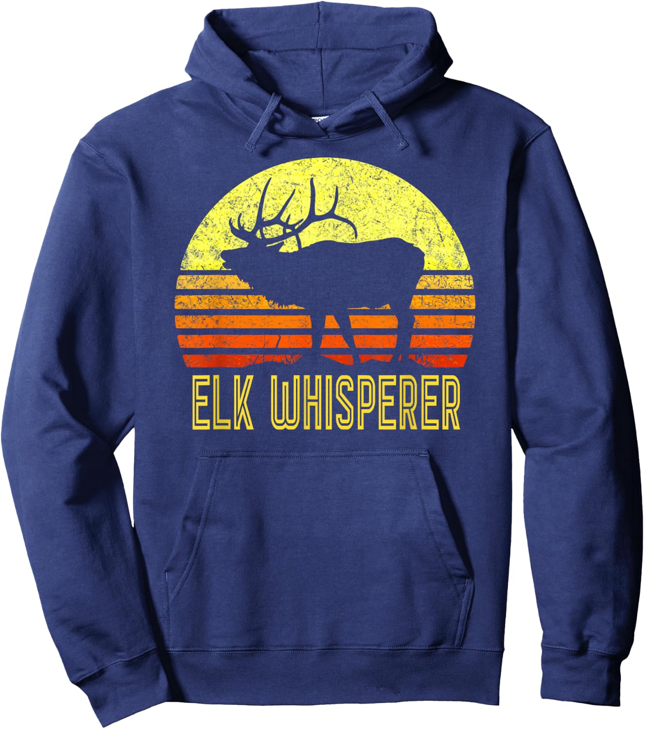 American Elk Hunter Dad Vintage Retro Sun Bow Hunting Gift Hoodie - Hoodie | Navy