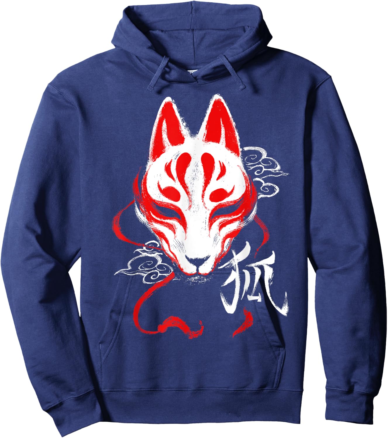 Japanese Kitsune Mask Spirit Fox Hoodie - Hoodie | Navy