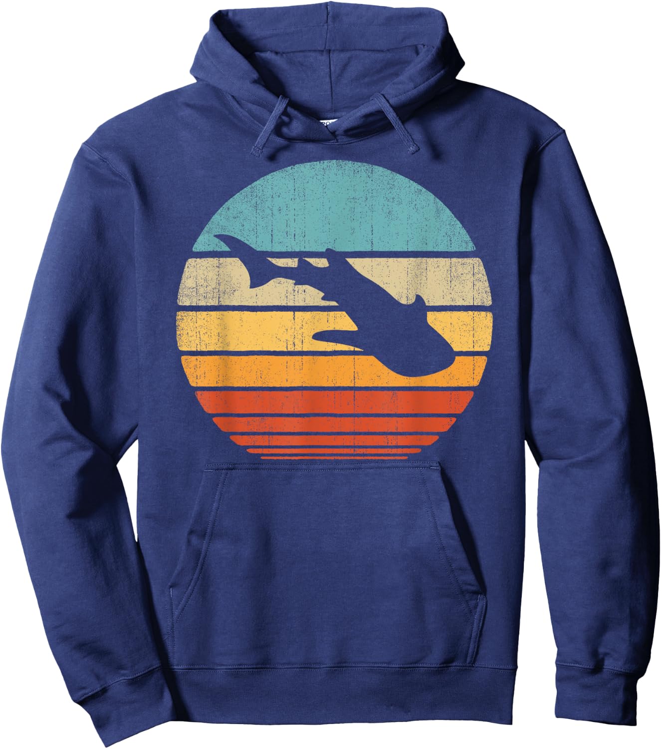 Whale Shark Retro Vintage 60s 70s Sunset Sea Animal Lovers Hoodie - Hoodie | Navy