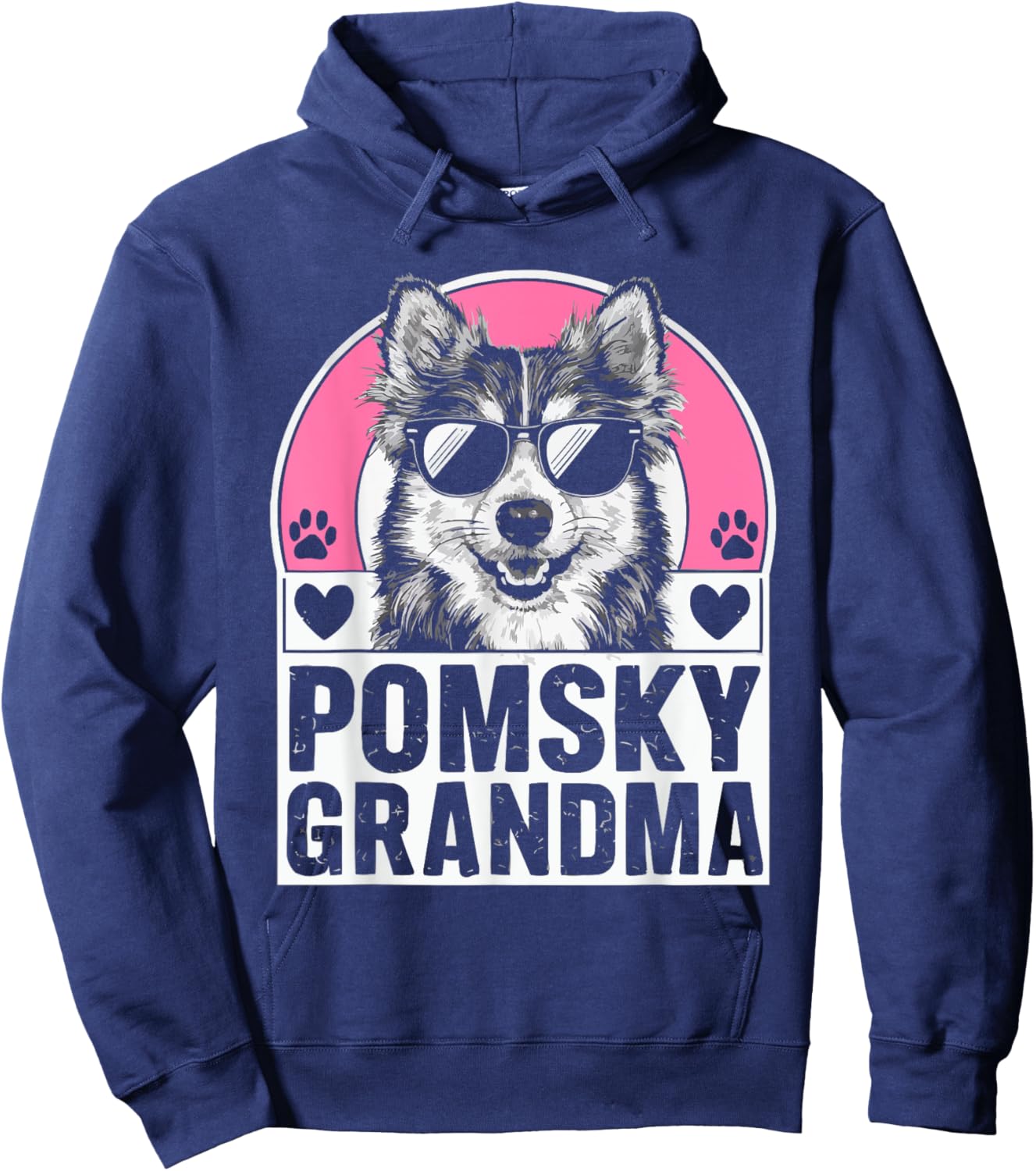 Pomsky Owner Dog Lover Puppy Pomeranian Siberian Husky Hoodie - Hoodie | Navy