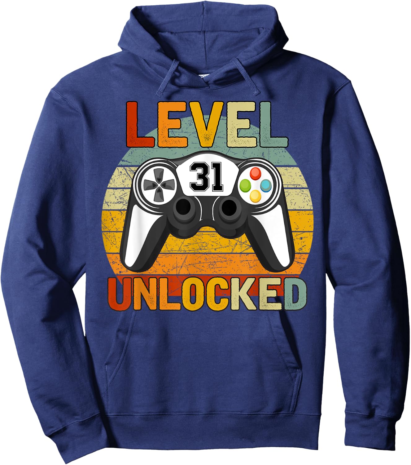 Level 31 Unlocked 31 Years Old Retro 31st Birthday Gift Hoodie - Hoodie | Navy