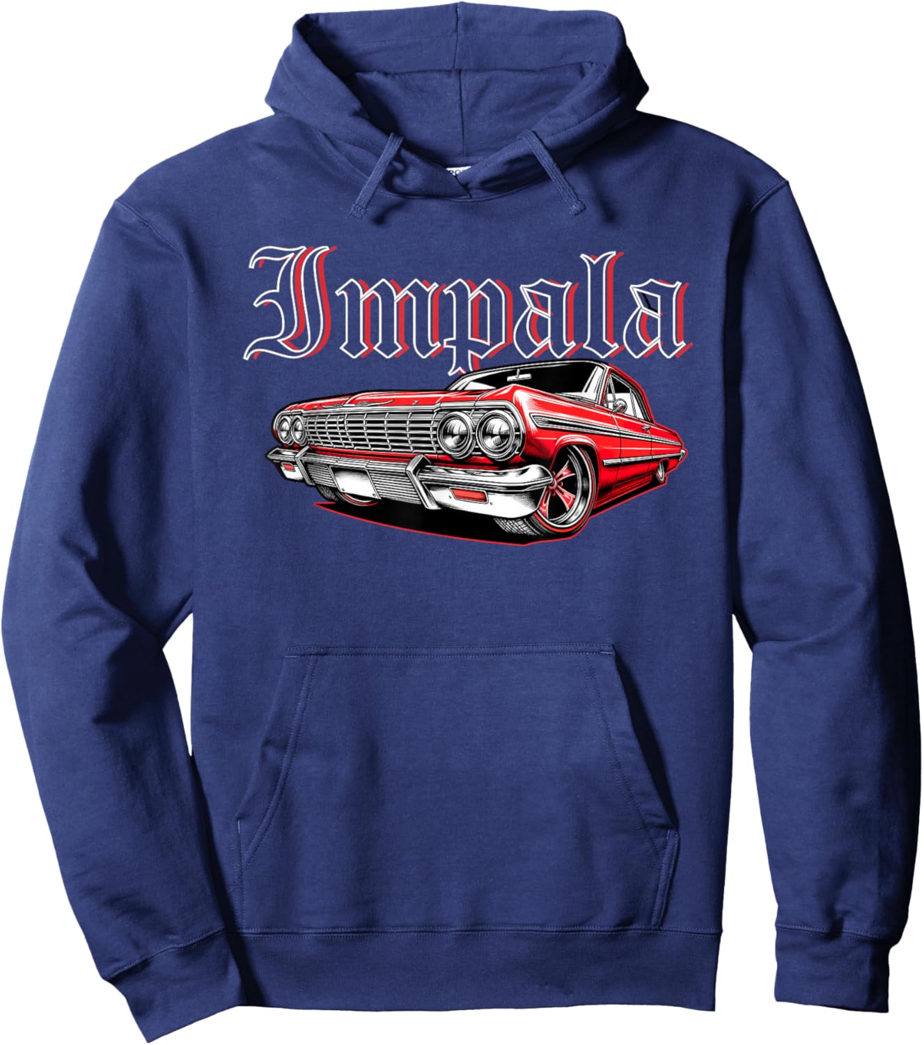 Old School Impala Muscle Car Hot Rod Vintage Classic Car Hoodie - Hoodie | Navy