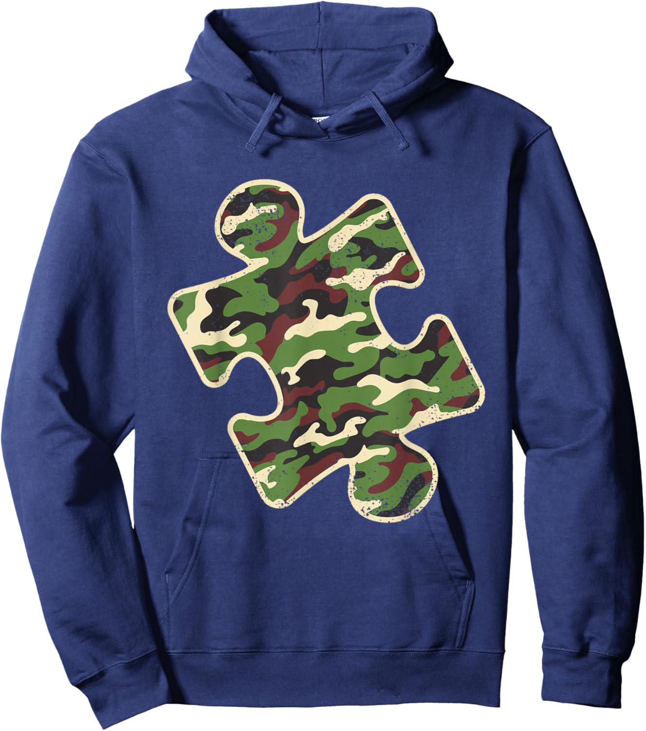 Autism Awareness Camo Puzzle Piece Vintage Camouflage Boys Hoodie - Hoodie | Navy