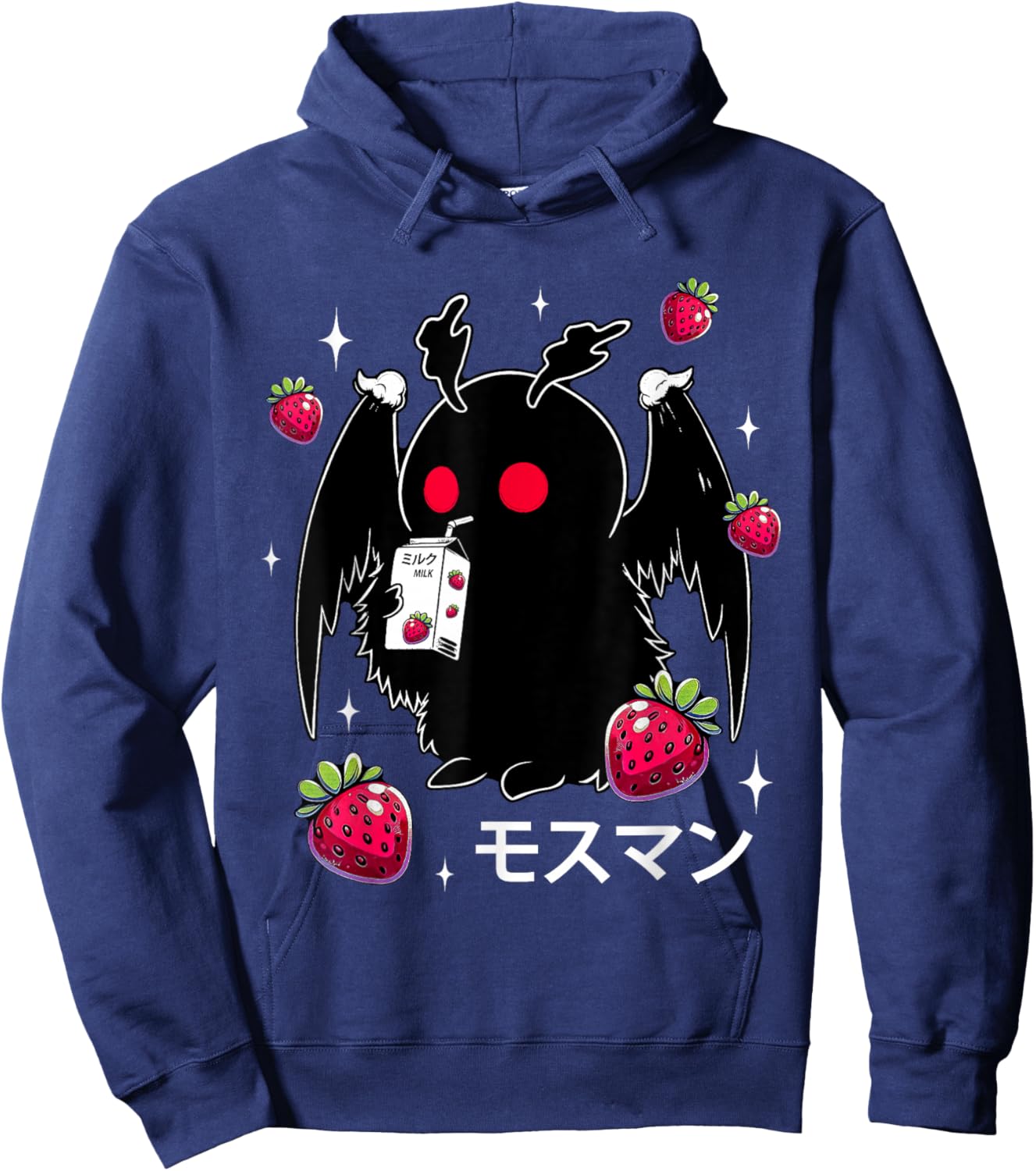 Mothman Kawaii Strawberry Milk Shake Cryptid Hoodie - Hoodie | Navy