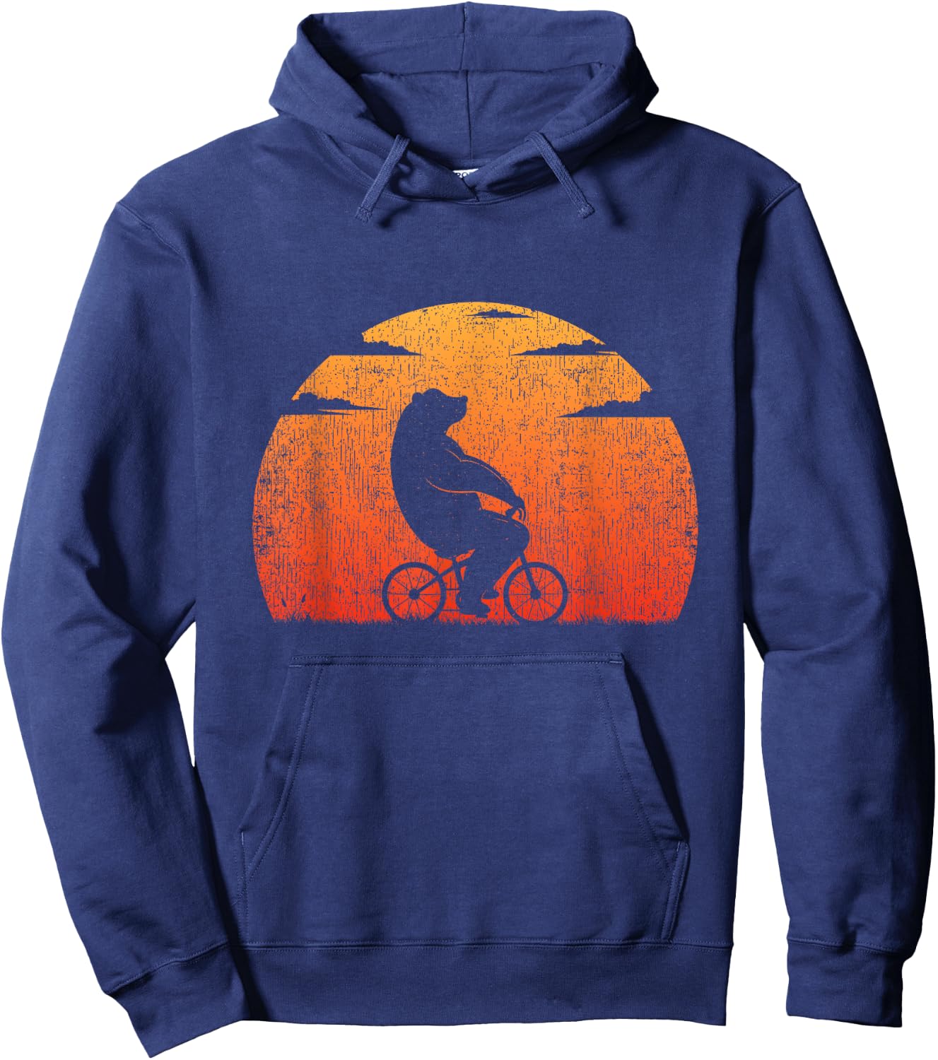 Vintage Funny Bear Cycling Mountain Bike Retro Bicycle Hoodie - Hoodie | Navy