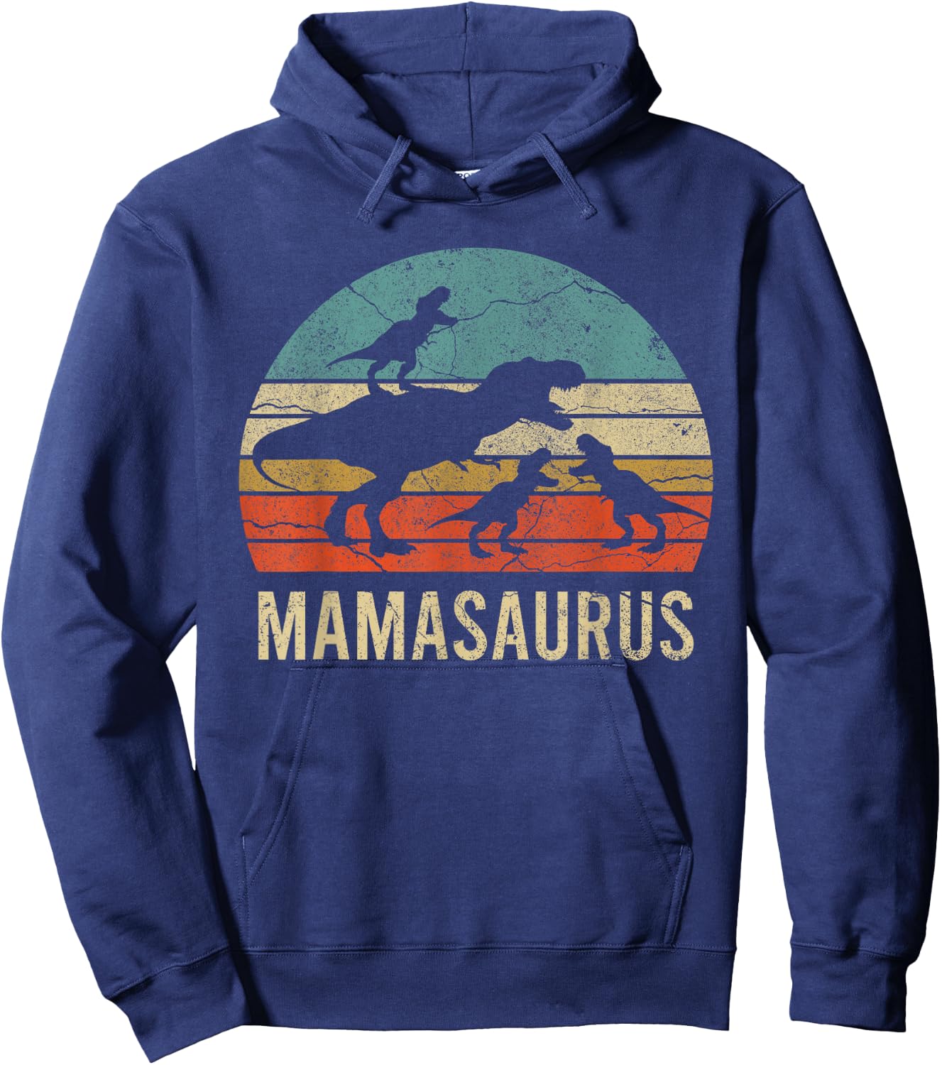 Mommy Mom Mama Dinosaur Funny 3 Three kids Mamasaurus Gift Hoodie - Hoodie | Navy