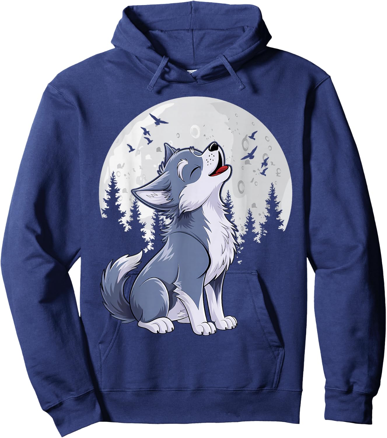 Cute Baby Howling Wolf Cub Sketch Costume Hoodie - Hoodie | Navy