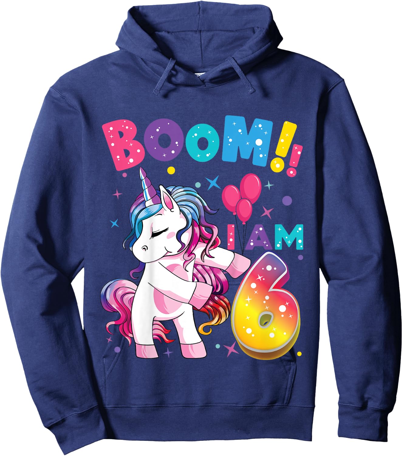 6 Years Old Unicorn Flossing 6th Birthday Girl Unicorn Party Hoodie - Hoodie | Navy