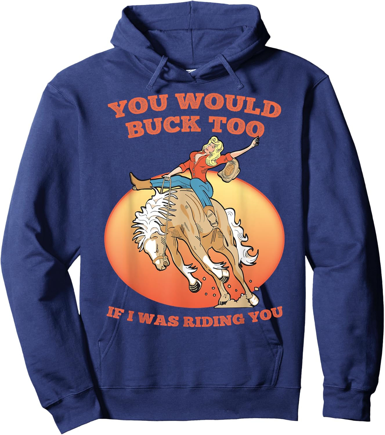 Funny Sexy Cowgirl Riding Rodeo Horse Country Western Girl Hoodie - Hoodie | Navy