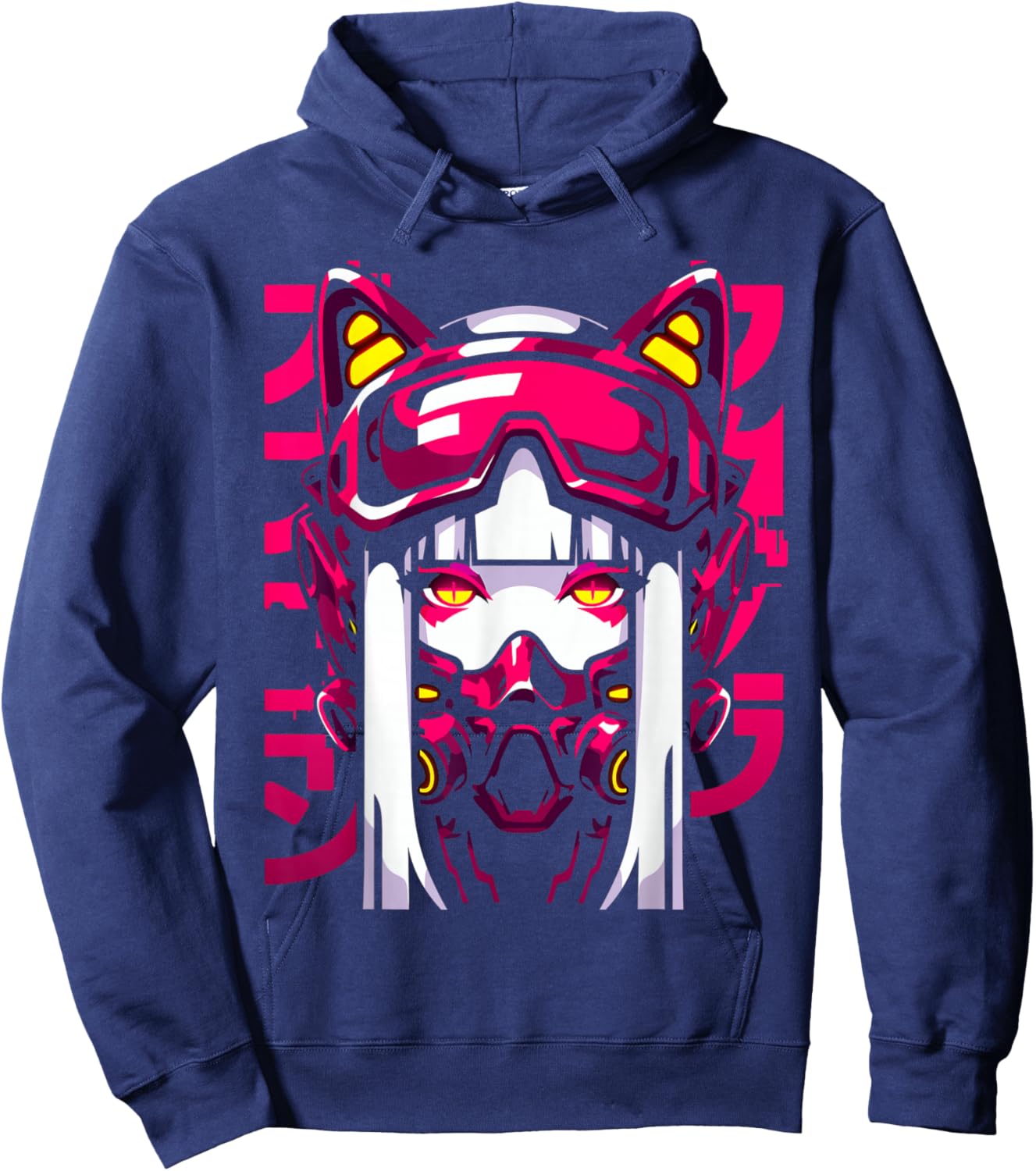 Anime Manga Cyberpunk Aesthetic Techwear Harajuku Waifu Hoodie - Hoodie | Navy
