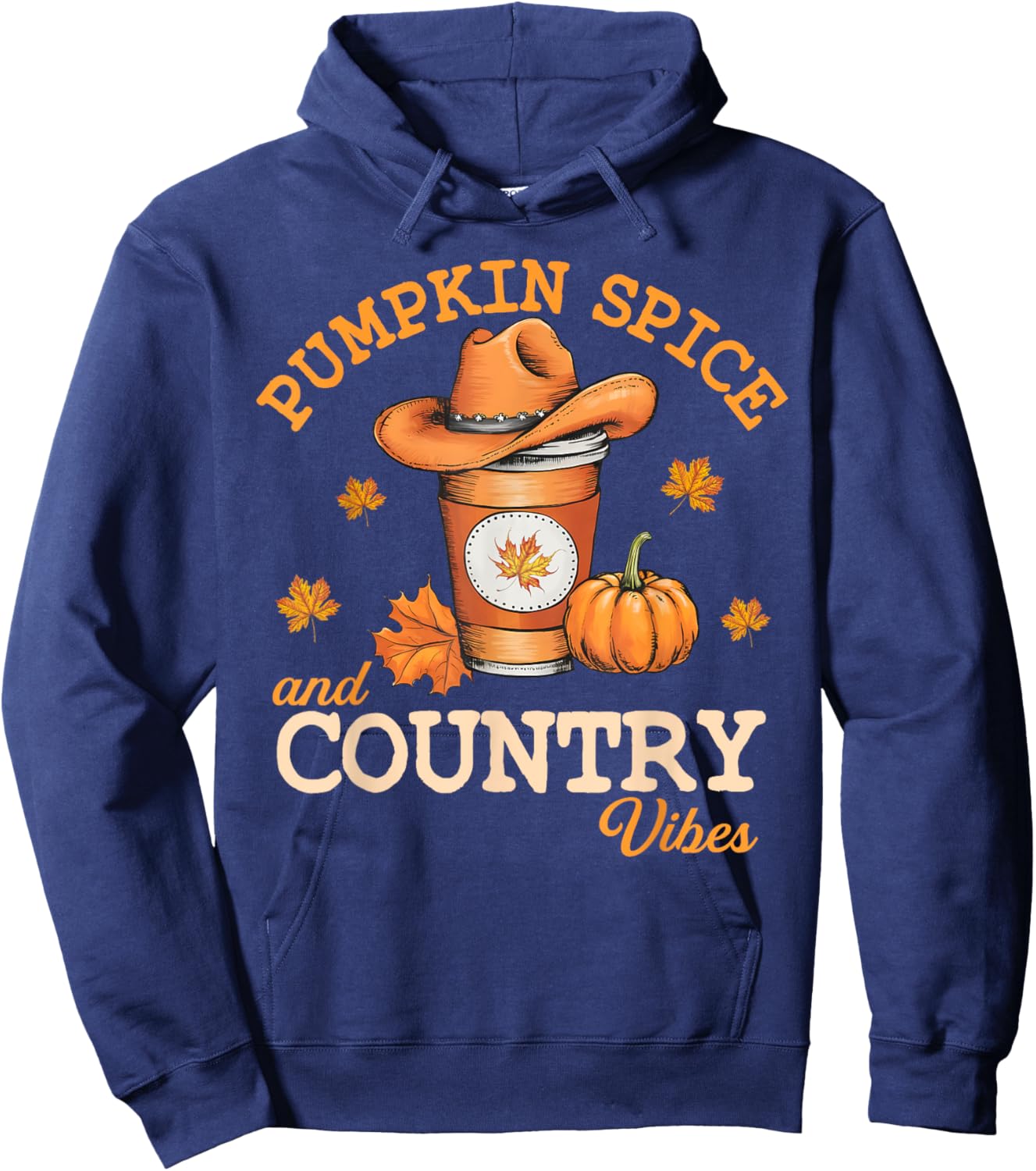 Pumpkin Spice And Country Vibes Western Fall Autumn Howdy Hoodie - Hoodie | Navy