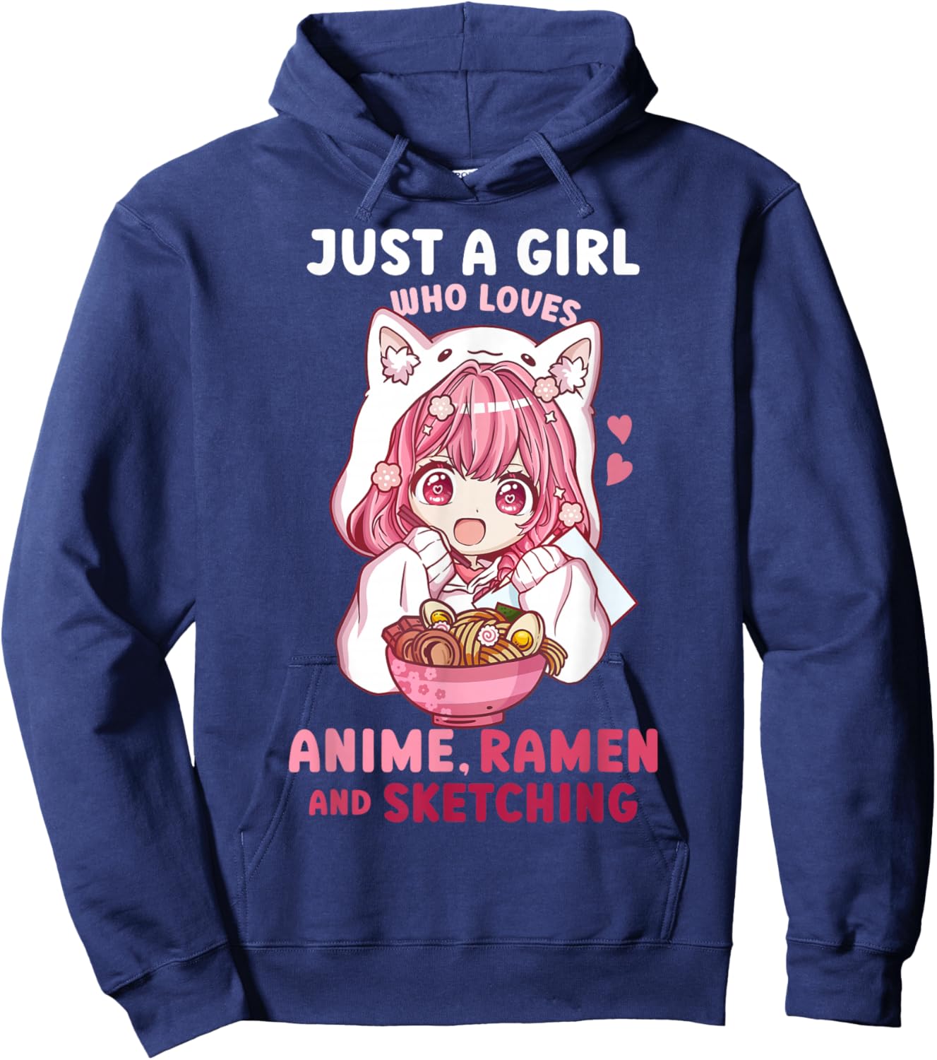 Anime Ramen Sketching Just a Girl Who Loves Anime Sketching Hoodie - Hoodie | Navy