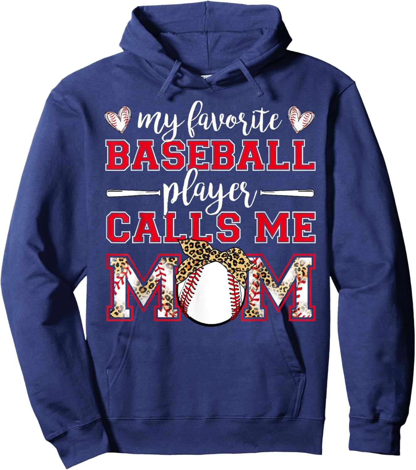 Baseball Mom Shirt My Favorite Baseball Player Calls Me Mom Hoodie - Hoodie | Navy
