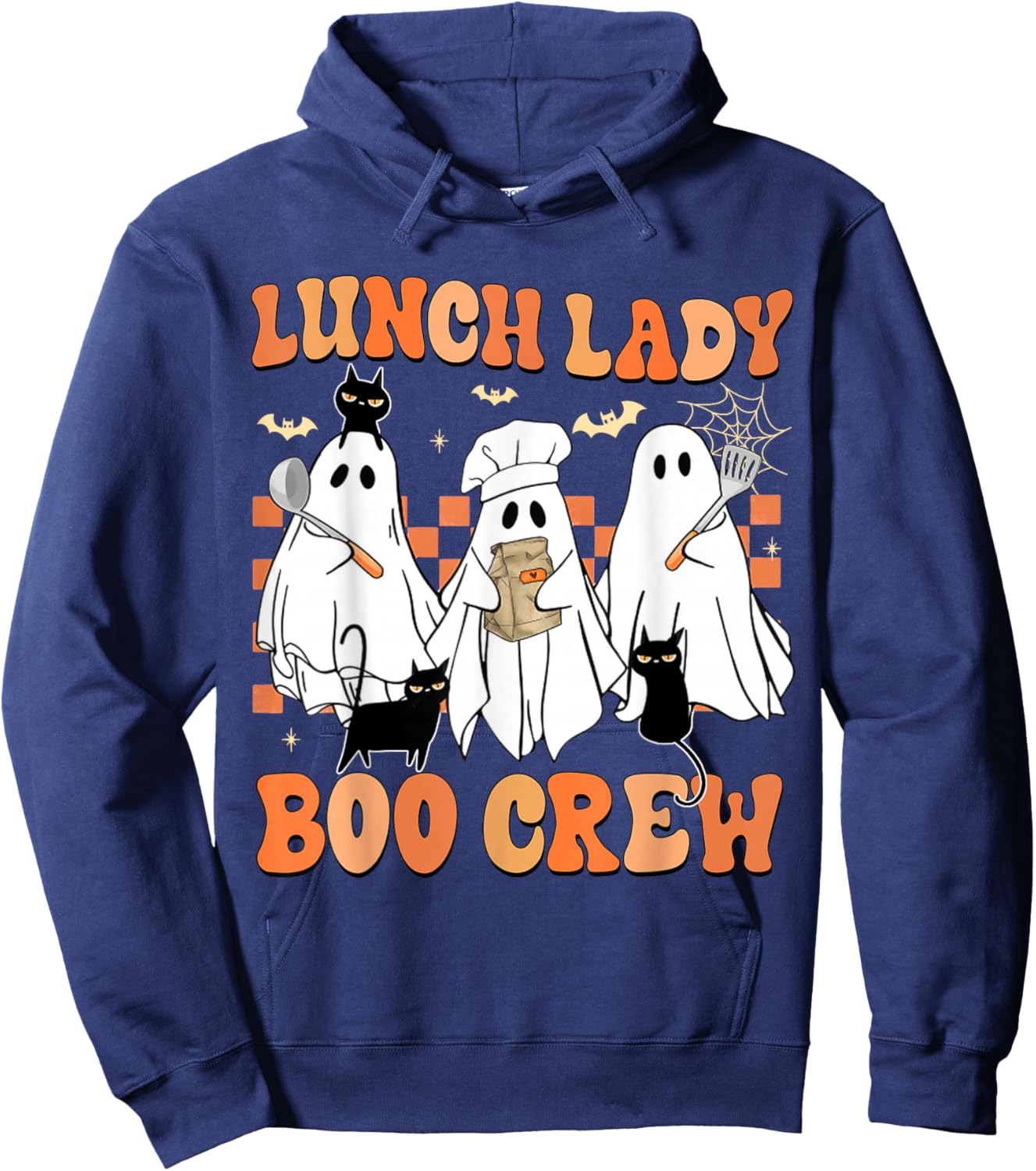 Lunch Lady Boo Crew Ghost Chef Funny Cafeteria Worker Staff Hoodie - Hoodie | Navy