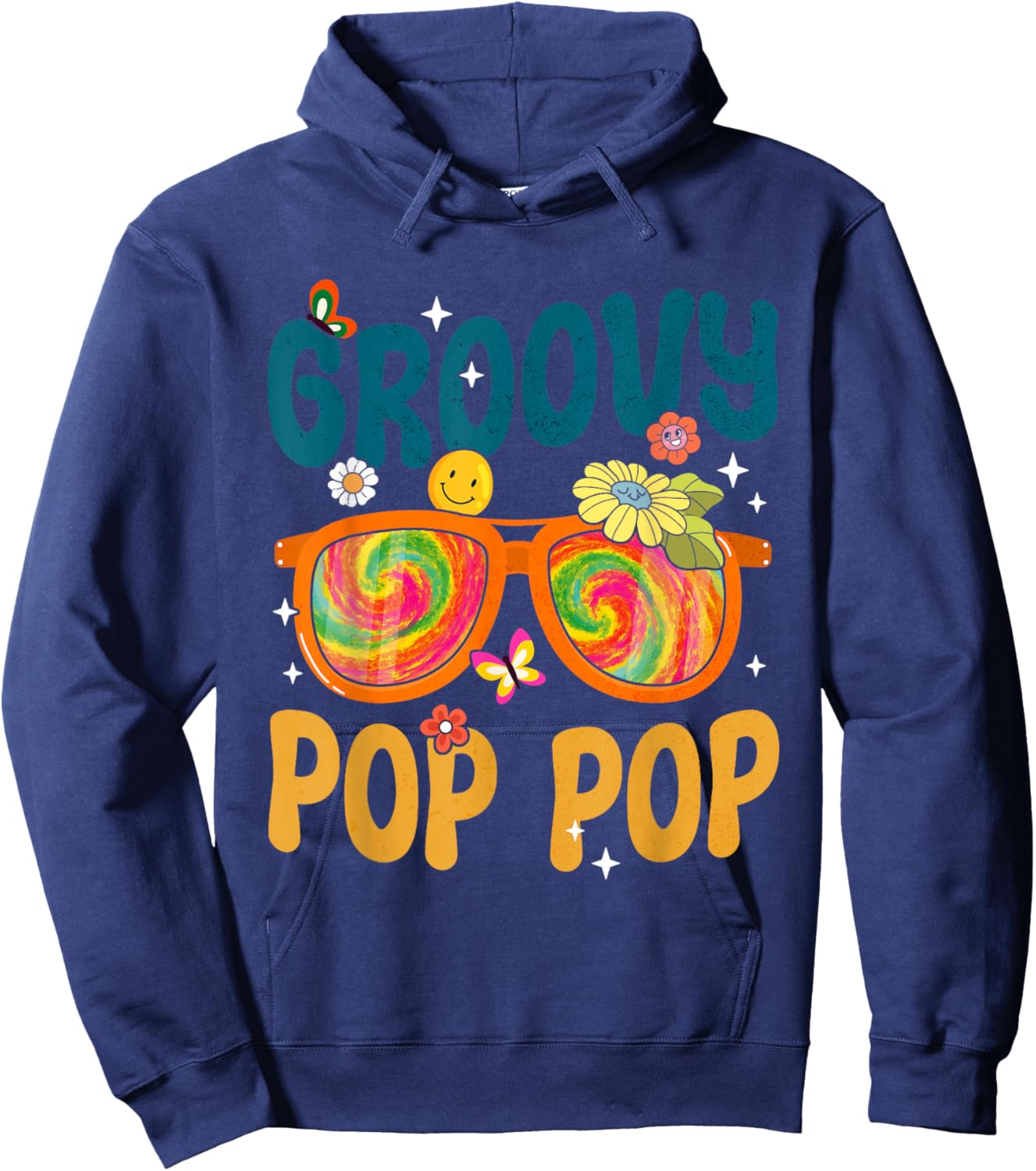 Retro Groovy Pop Pop Tie Dye Gifts For Father's Day Men Hoodie - Hoodie | Navy