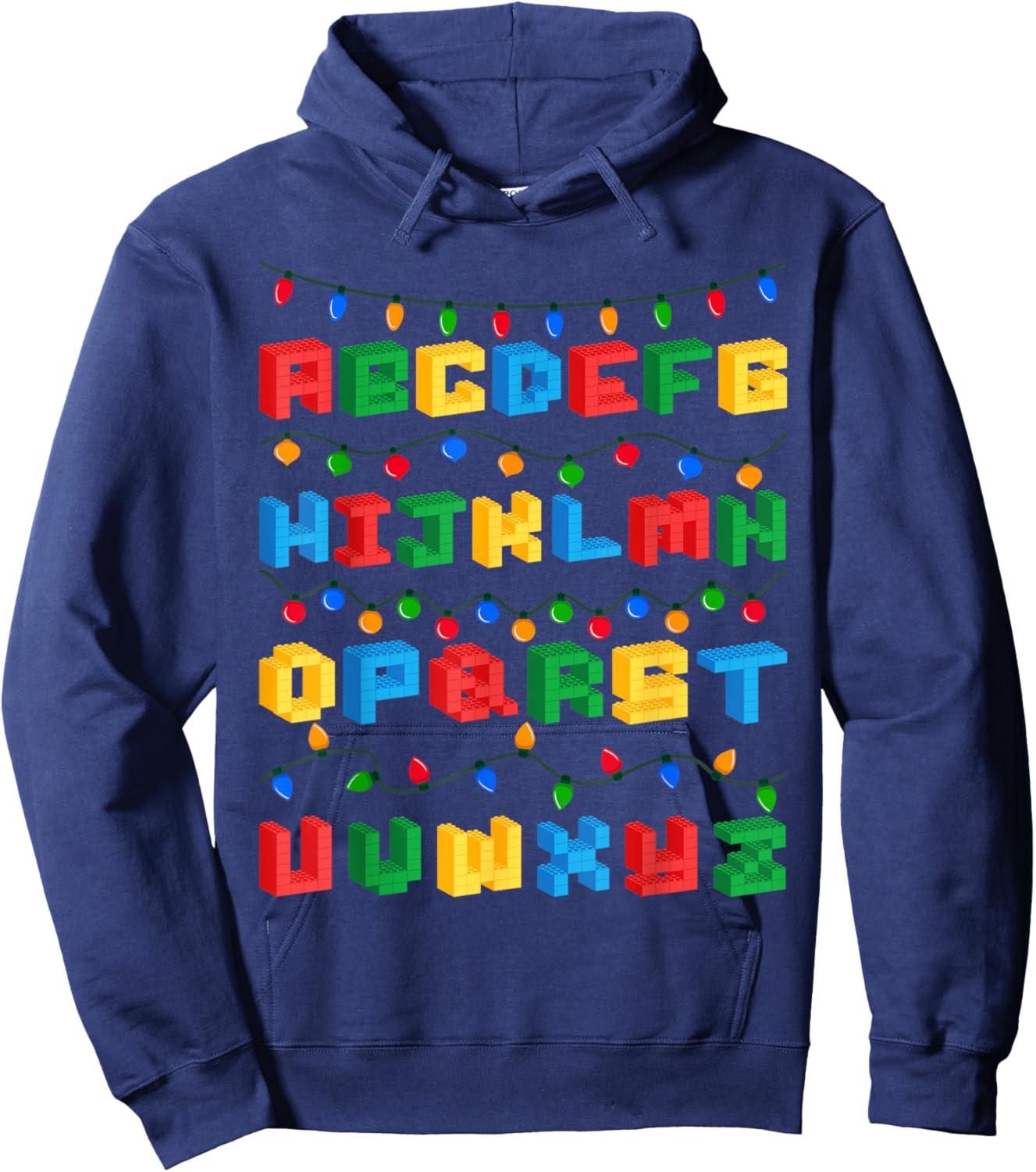 Alphabet Christmas Master Builder Building Block Brick Hoodie - Hoodie | Navy