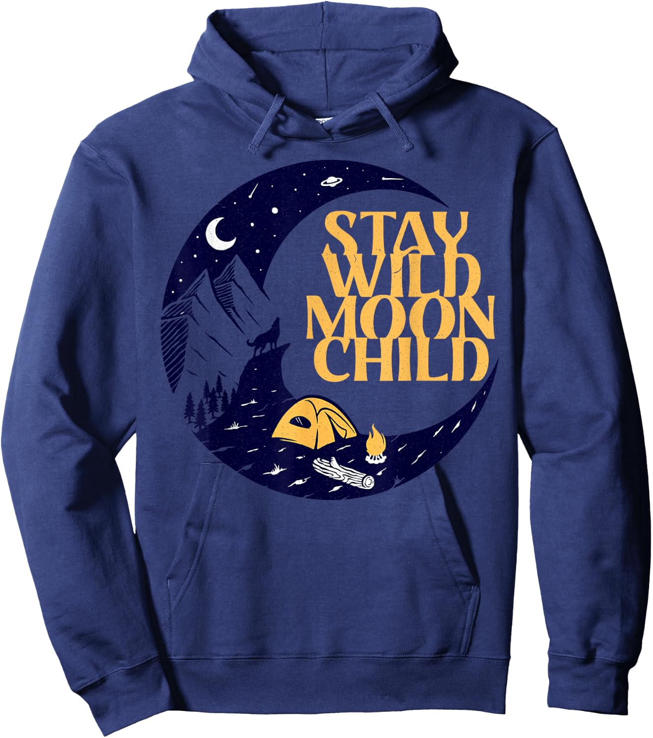 Vintage Retro Stay Wild Moon Child Boho Peace Hippie Gift Hoodie - Hoodie | Navy