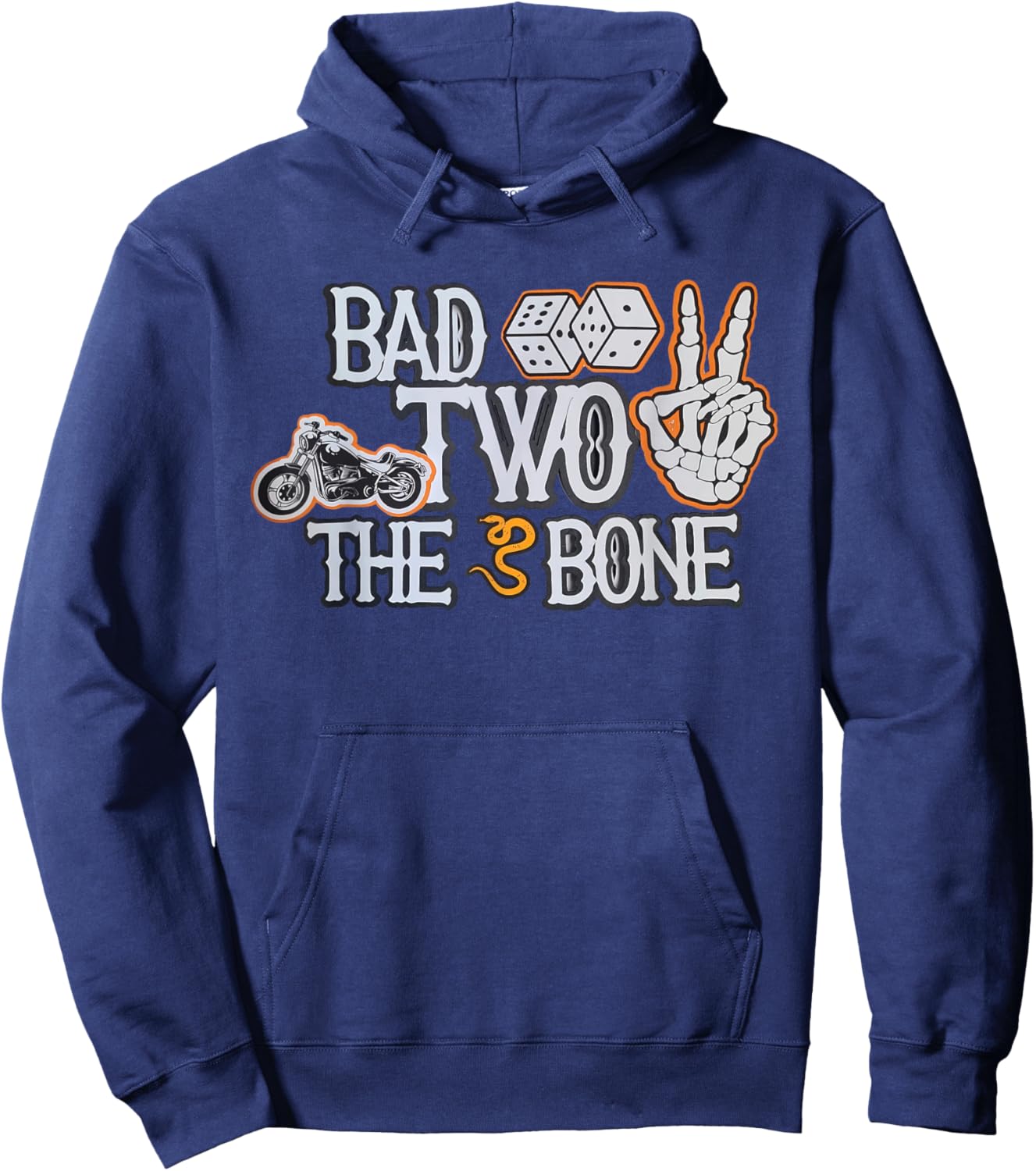 Bad To The Bone Skeleton TWO Birthday Toddler Kids Funny Hoodie - Hoodie | Navy