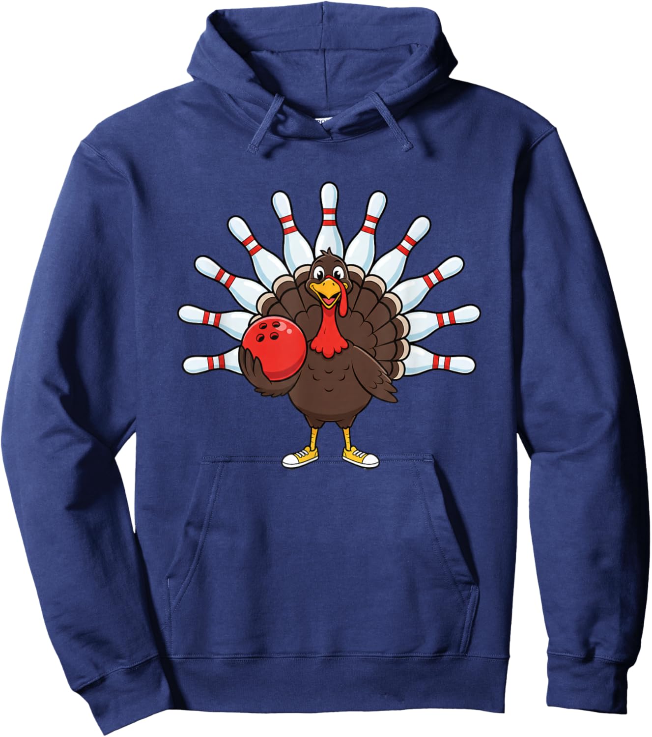 Bowling Turkey, Funny Thanksgiving & Friendsgiving Bowling Hoodie - Hoodie | Navy